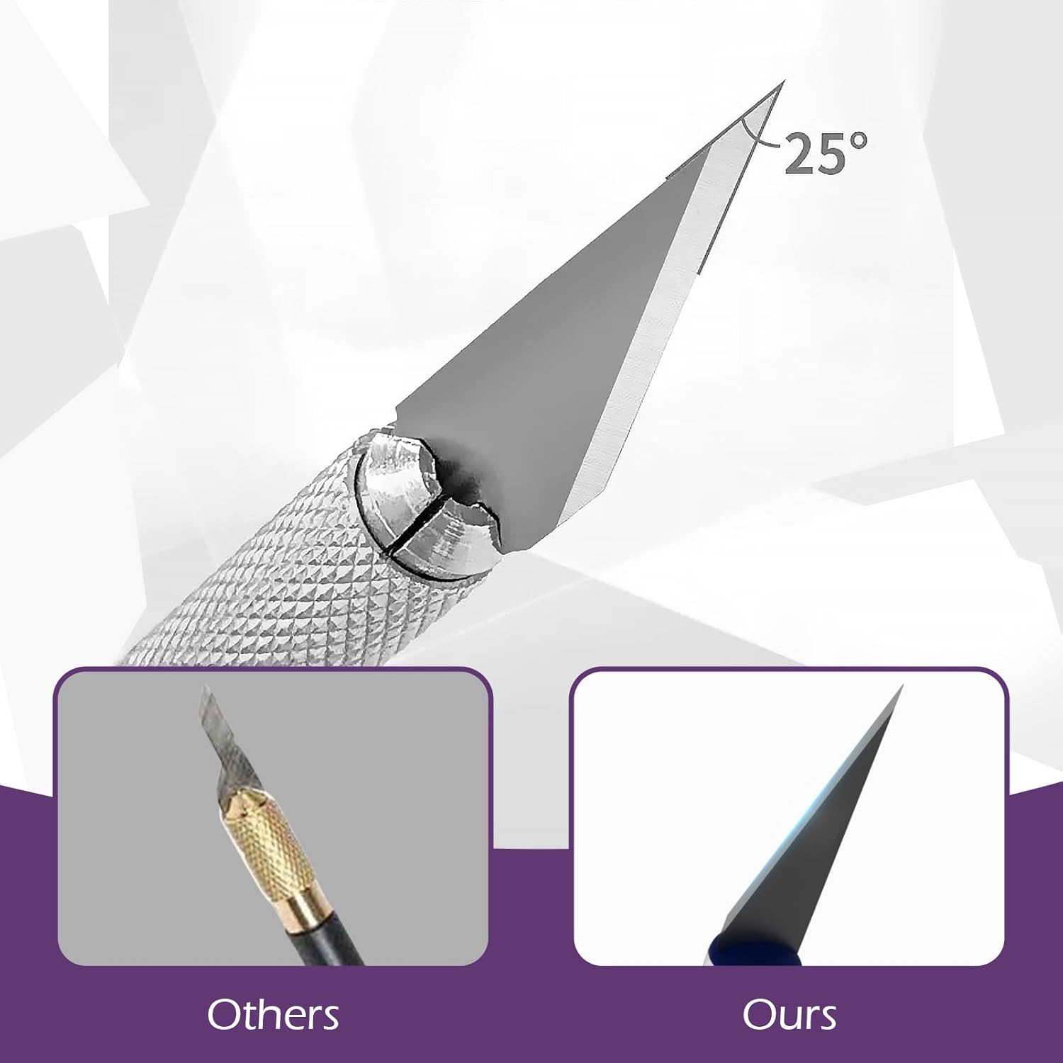 Swpeet 30 Pack in Set, 5Pack 5 Colors Approx 5.6 Inch Sharp Craft Knife, Hobby Knife, Stainless Steel Precision Cutter with 25 Pack Replacement Blades for DIY, Art, Cutting, Carving