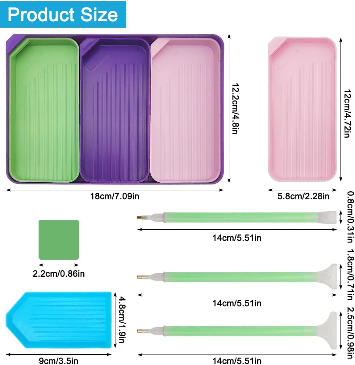 AFUNTA 52 PCS Colourful Diamond Paintings Accessories, 9 Diamond Art Pens, 13 Diamond Art Trays, 30 Diamond Art Wax image number 3