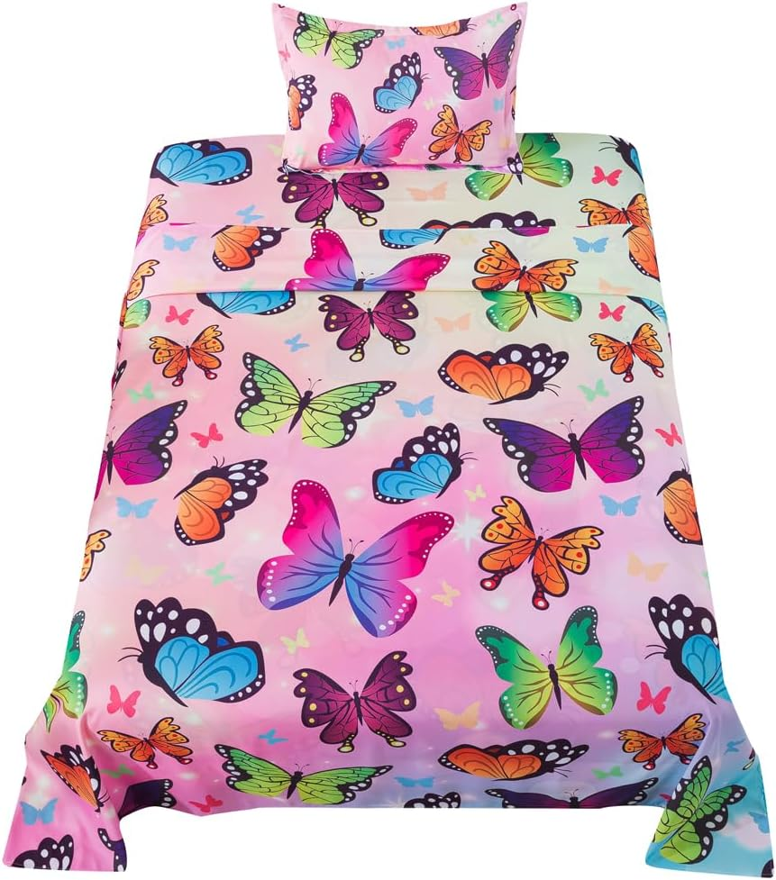 ADASMILE a & S Kids Bedding Cartoon Cat Sheet Set Queen Size for Girls Teens 4 Pieces Kawaii Cat Animal Bed Sets with Kitten Fitted Sheet 1 Flat Sheet 2 Pillowcases All Season Bedroom Decor