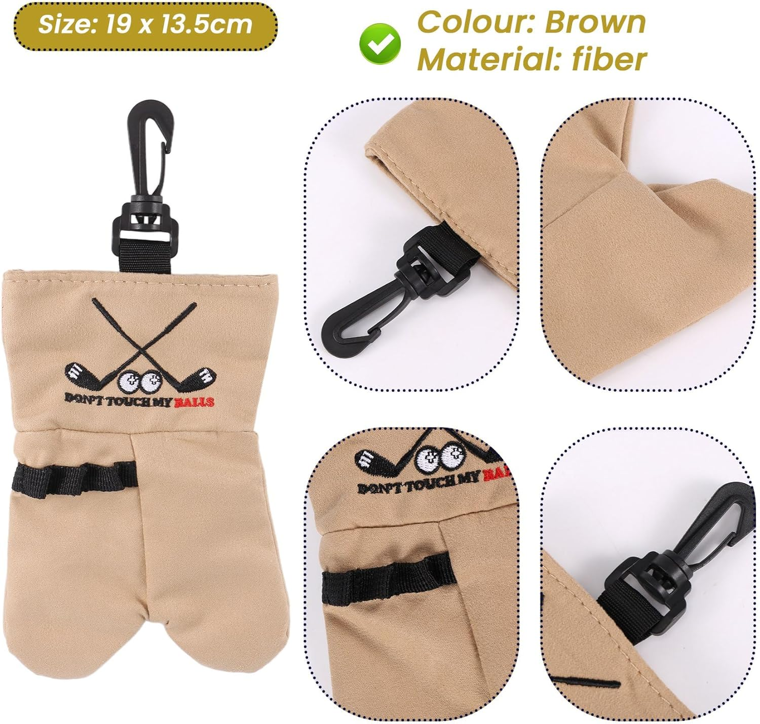 Yieidui Golf Ball Storage Bag Holder This Funny Golf Gift Is Sure to Make a Laugh Store Your Golf Accessories Stocking,Brown image number 5