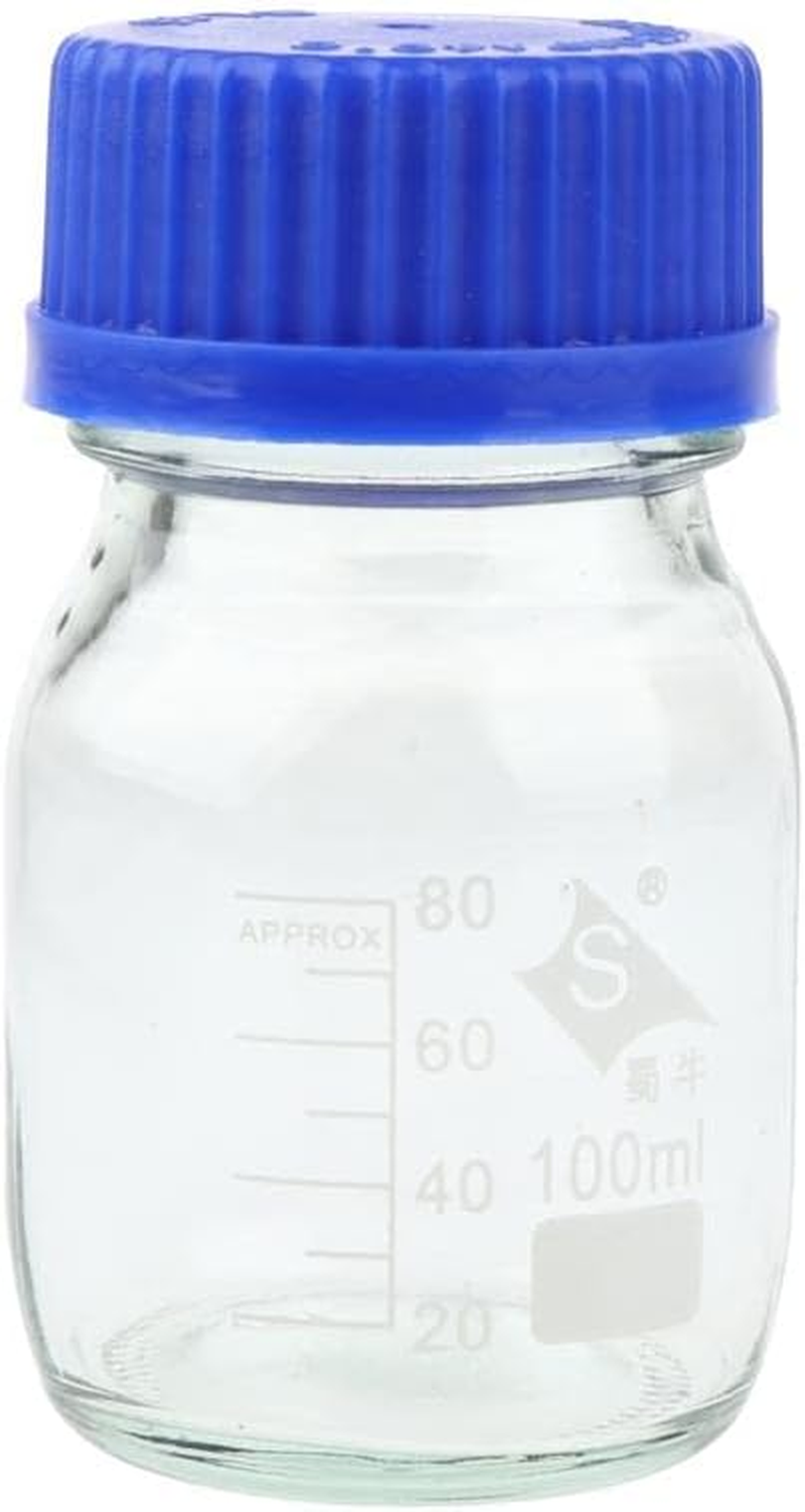 Baosity Lab Polypropylene Wide Mouth Reagent Bottles, Clear Glass Storage Jar 100Ml/ 250Ml/ 500Ml/ 1L - Blue, 100Ml image number 4