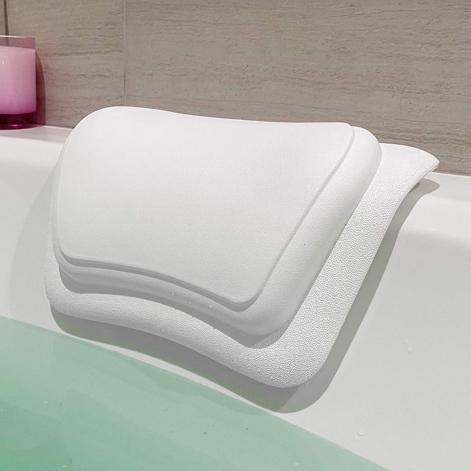 New Generation Bathtub Firm Hard Pillow , One-Piece Molding Seamless Technology Water Resistant Human Engineering Design to Support Head and Neck Bath Pillow Fit for Rectangular Tub Only (13X8In) image number 6