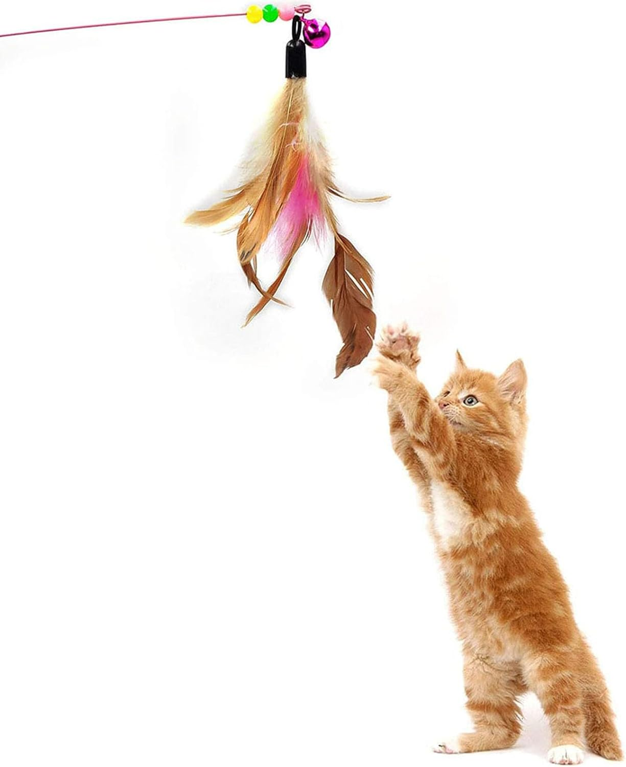 Cat Toys Set, 25 Pcs Kitten Toys for Indoor Cats, Interactive Feather Teaser, Fluffy Mouse, Crinkle Balls, Bells