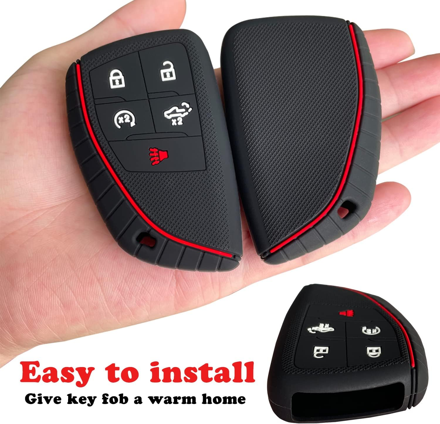 TANDRIVE Key Fob Cover for 2022 2023 2024 Chevy Silverado 1500 GMC Sierra 1500, 2024 Silverado Sierra 2500HD 3500HD image number 4