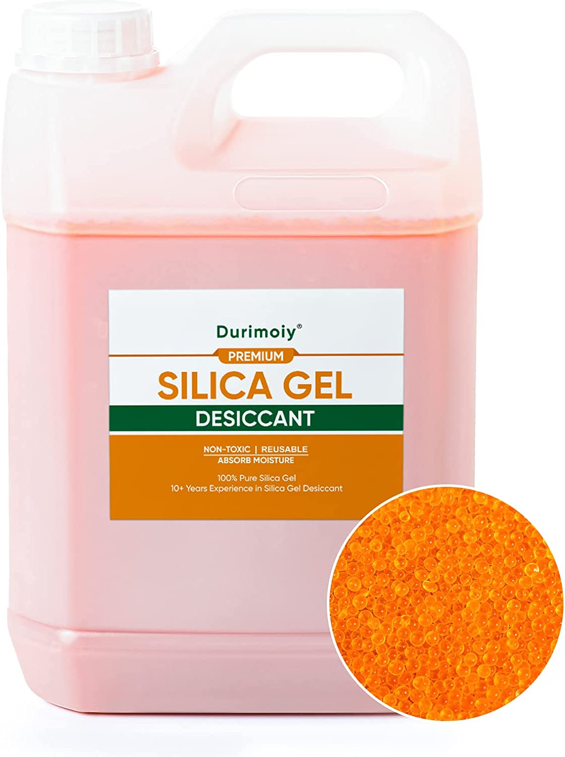 Durimoiy [5.2 LBS] Orange Premium Indicating Silica Gel Beads Reusable (Industry Standard 2-4 Mm) - Rechargeable Desiccant Beads Bulk Reusable Silica Gel Desiccant image number 2