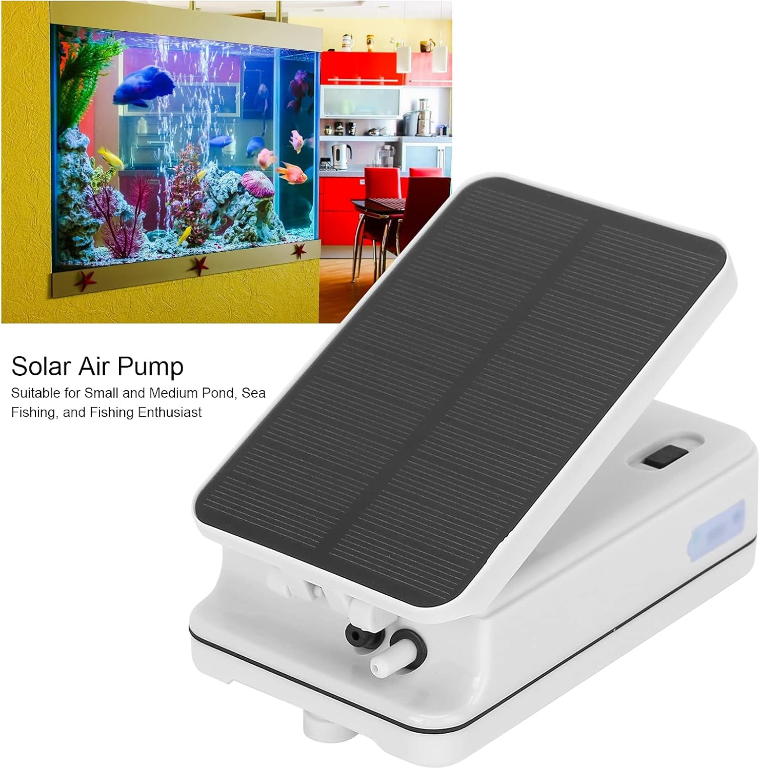 Portable Solar Pond Pump, Solar Panels Charger Air Pump, Rechargeable Battery Solar Pond Pump, Suitable for Small and Medium Sized Ponds, Sea Fishing and Angling Enthusiasts (Weak Magnetic) image number 4