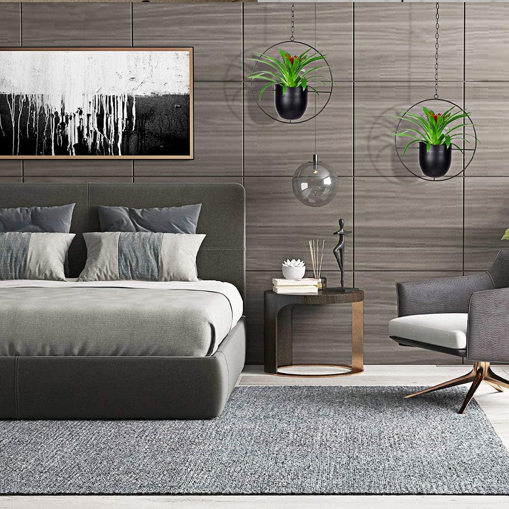 2 Pcs Hanging Planters for Indoor and Outdoor Plants with Hooks and Chains Metal Modern Wall and Ceiling Planter Minimalist Flower Pot Hold Planters Hanger for Home Decor image number 3