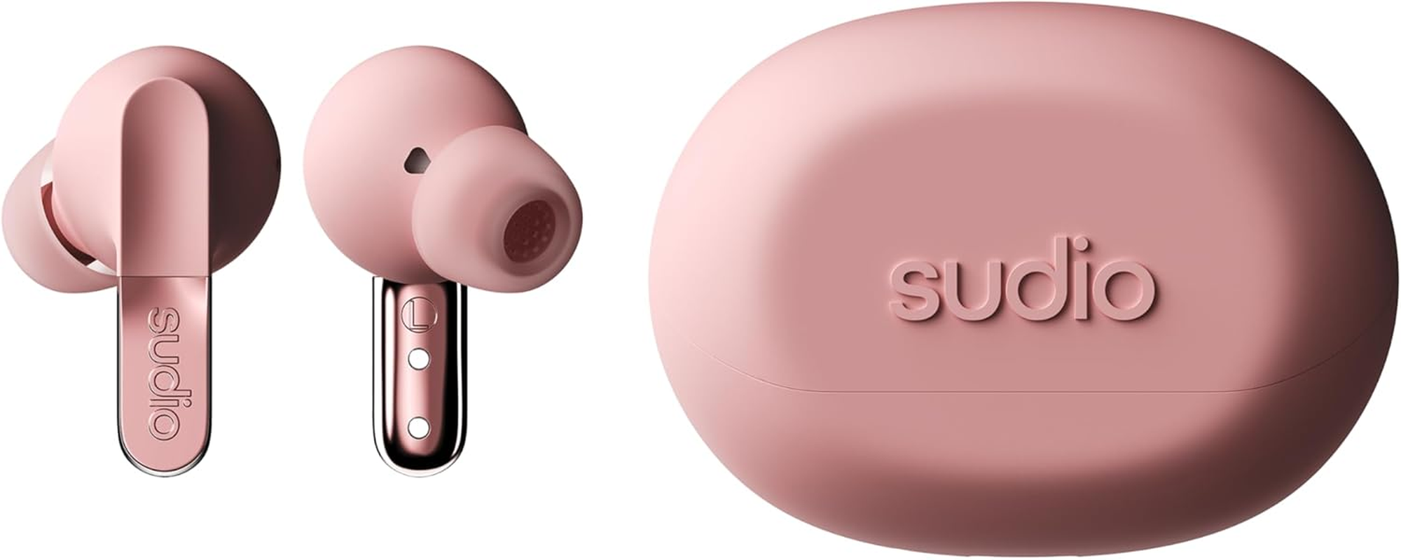 SUDIO N3 Pro (Rose Pink) Wireless Earbuds, In-Ear Type (Bluetooth 5.4 / Microphone Included, Ios Android Compatible, IPX4 Waterproof, ANC Noise Cancelling, Domestic Authentic Product image number 2