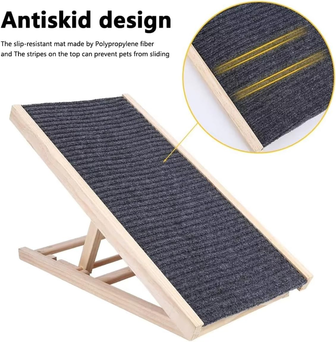 AIMALL Foldable Dog Pet Ramp, 22.6X13.4X15.7 Inch Adjustable Height Stairs, Non-Slip Surface for Bed, Sofa, and Car Access image number 2