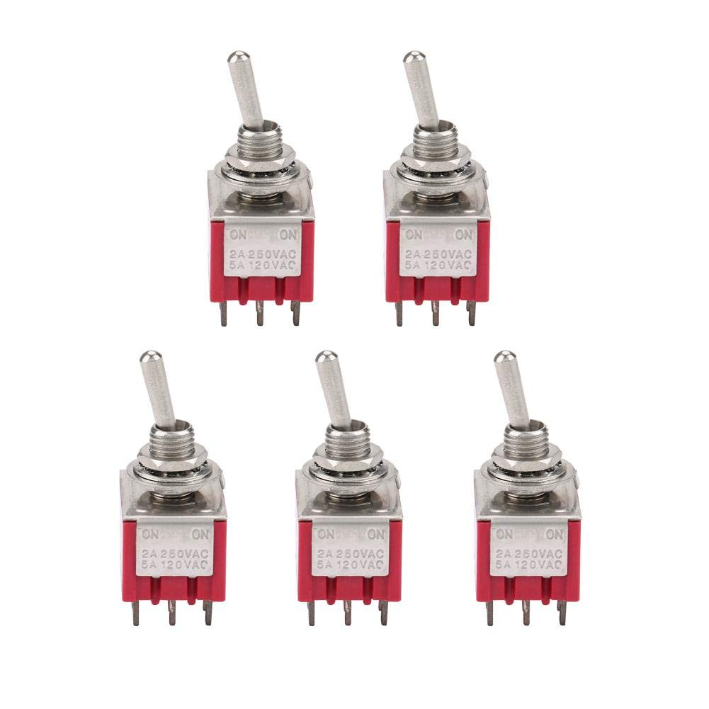 2 Position Toggle Switch, 5Pcs ON-ON 2 Position Toggle Switch 3PDT 9 Pin 6Mm 2A/250VAC 5A/120VAC image number 3