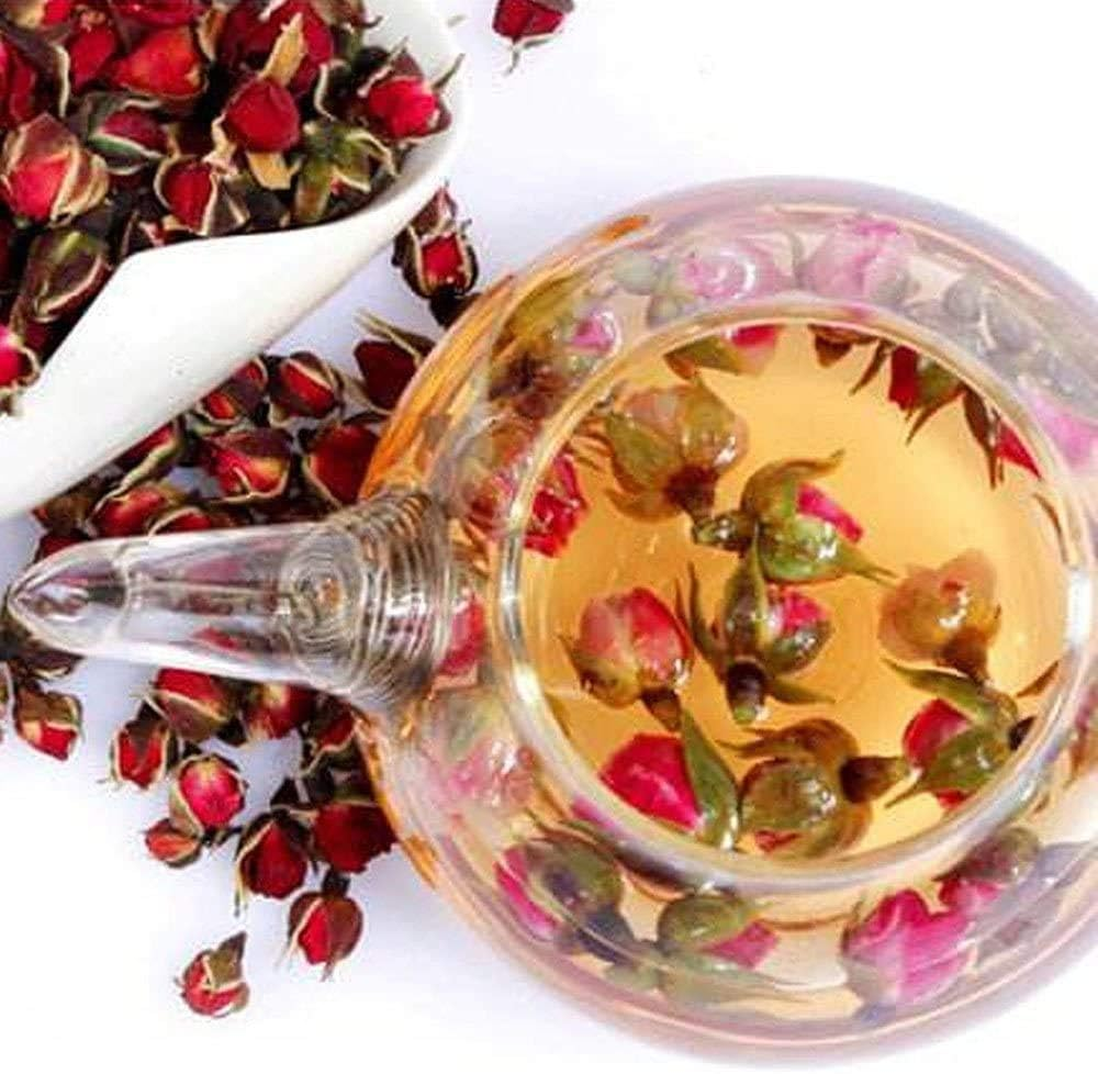 Tooget Fragrant Natural Deep Red Rose Buds Rose Petals Pure Dried Golden-Rim Rose Flowers Wholesale, Culinary Food Grade - 8 OZ image number 4