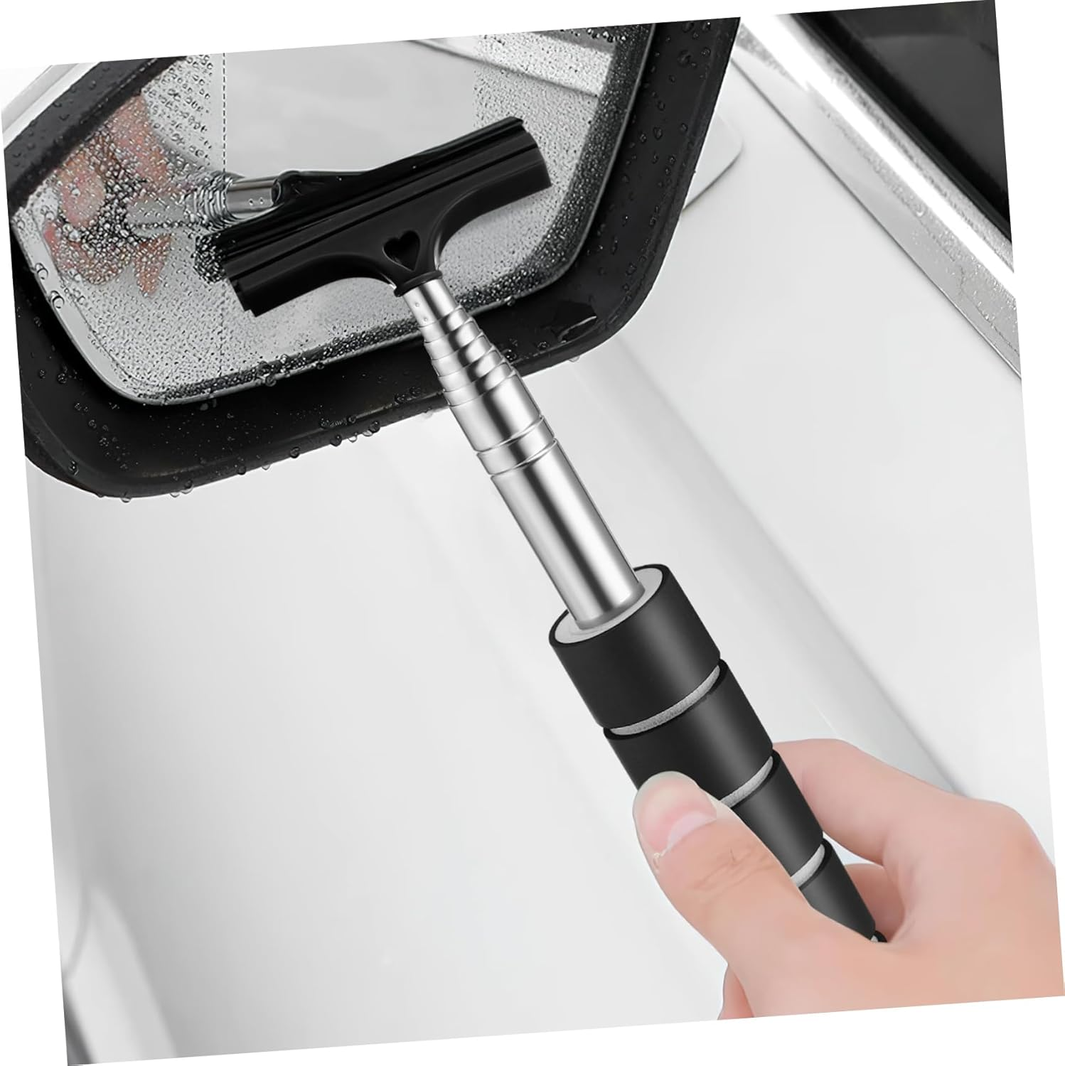 AKOOSY Retractable Car Mirror Squeegees 4Pcs Mini Telescoping Water Wipers for Side and Rear View Mirrors, Compact Car Window Cleaner Set for Automotive Exterior Care image number 4