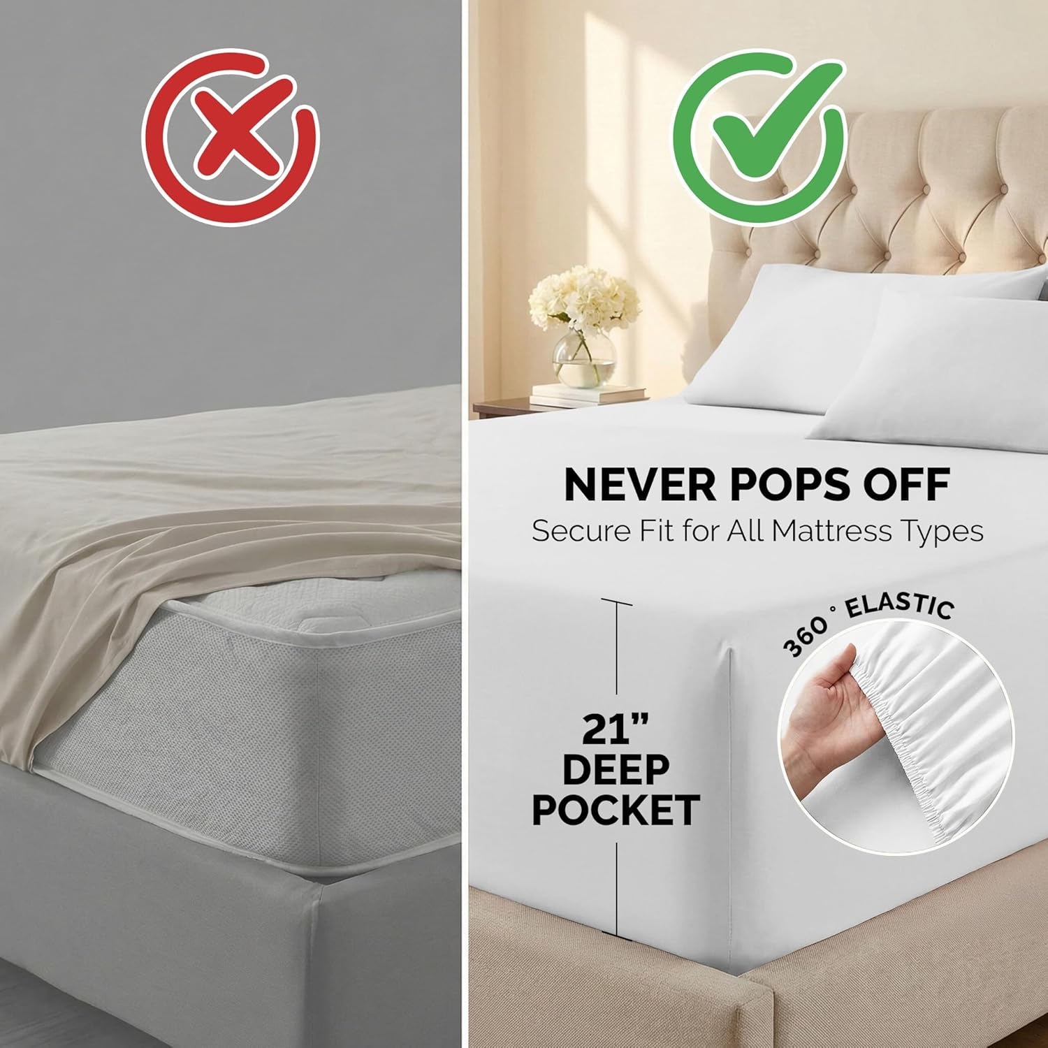 Southshore Fine Linens 6 Piece - Extra Deep Pocket Sheet Set - White - Queen image number 6