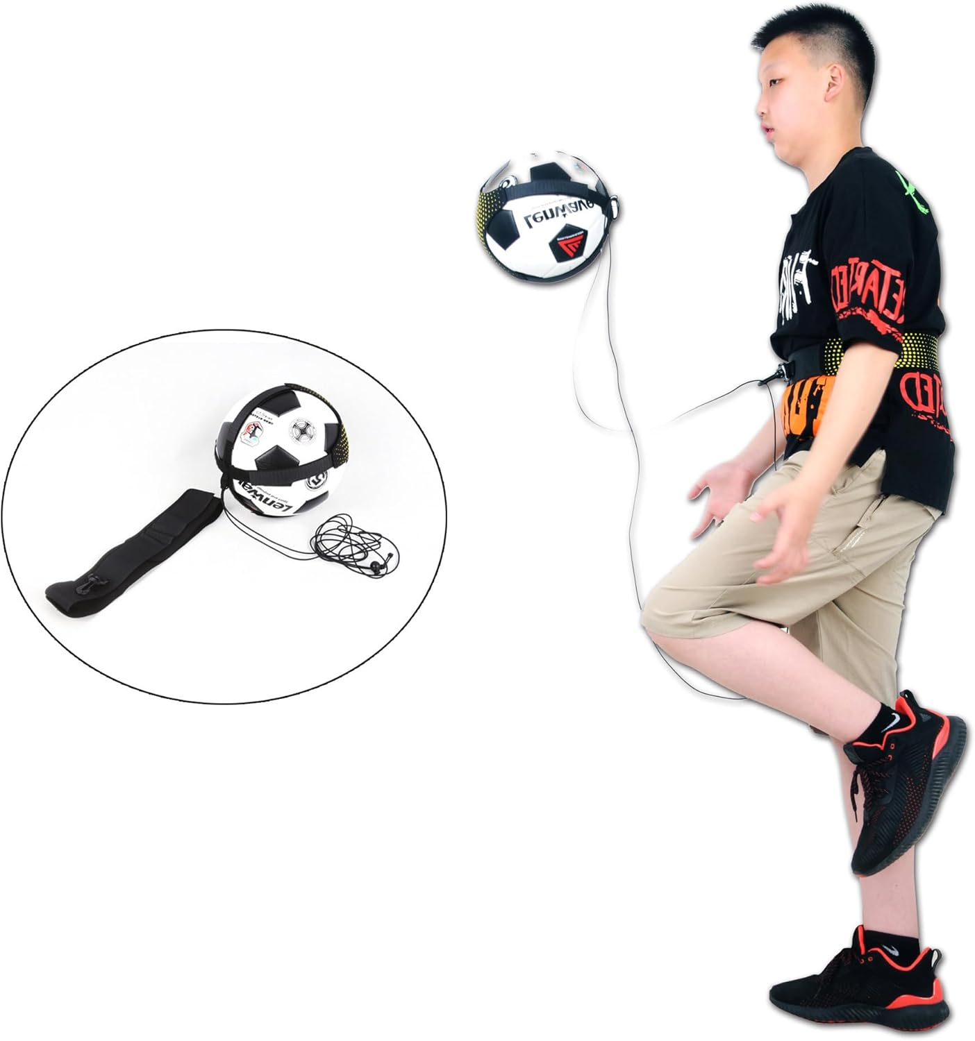 Football Footstep Training Mat, Soccer Training Mat with Adjustable Solo Soccer Trainer Belt,Non-Slip Silent Equipment for All Ages to Improve Speed, Strength and Coordination image number 5