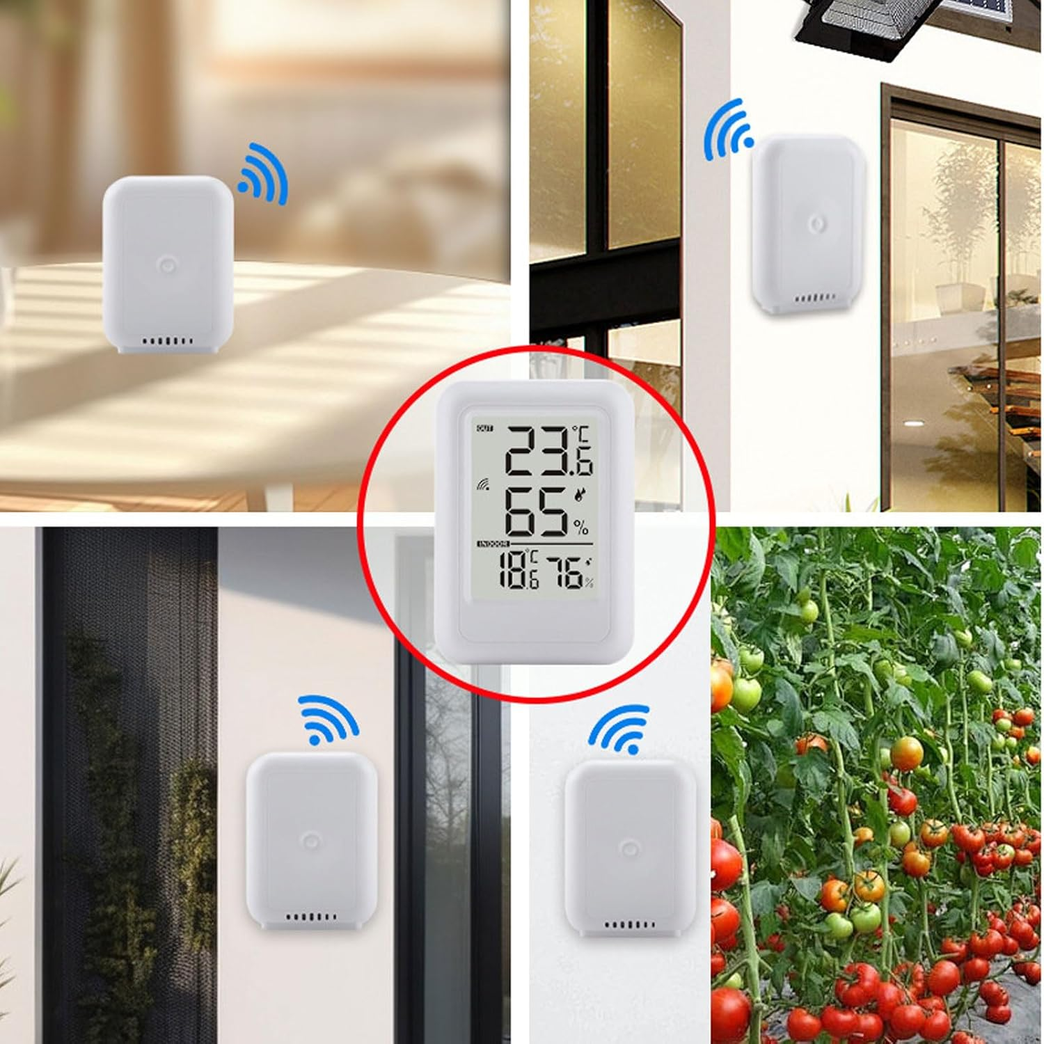 Generic Indoor Outdoor Thermometer, 2.56 Inch Large Screen Digital Temperature Humidity Monitor Digital Hygrometer with Dual Sensor Design for Home Office Greenhouse Garden image number 3