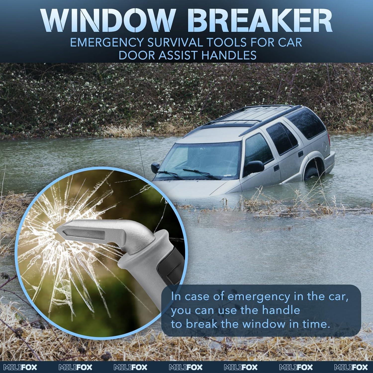 Milifox Car Assist Handle for Elderly PVC Portable Vehicle Door Grab Handle with Window Breaker Aids in Entering and Exiting Vehicles Two-Tone Design image number 2