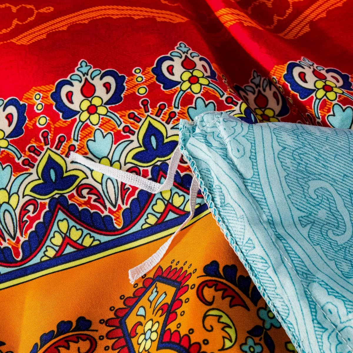 Bohemian Duvet Cover Set Full Colorful Floral Boho Striped Bedding Set Ultra Soft Microfiber Double Duvet Cover Southwestern Indian Tribal Reversible Bedding Exotic Style Decor Boho Comforter Cover image number 4