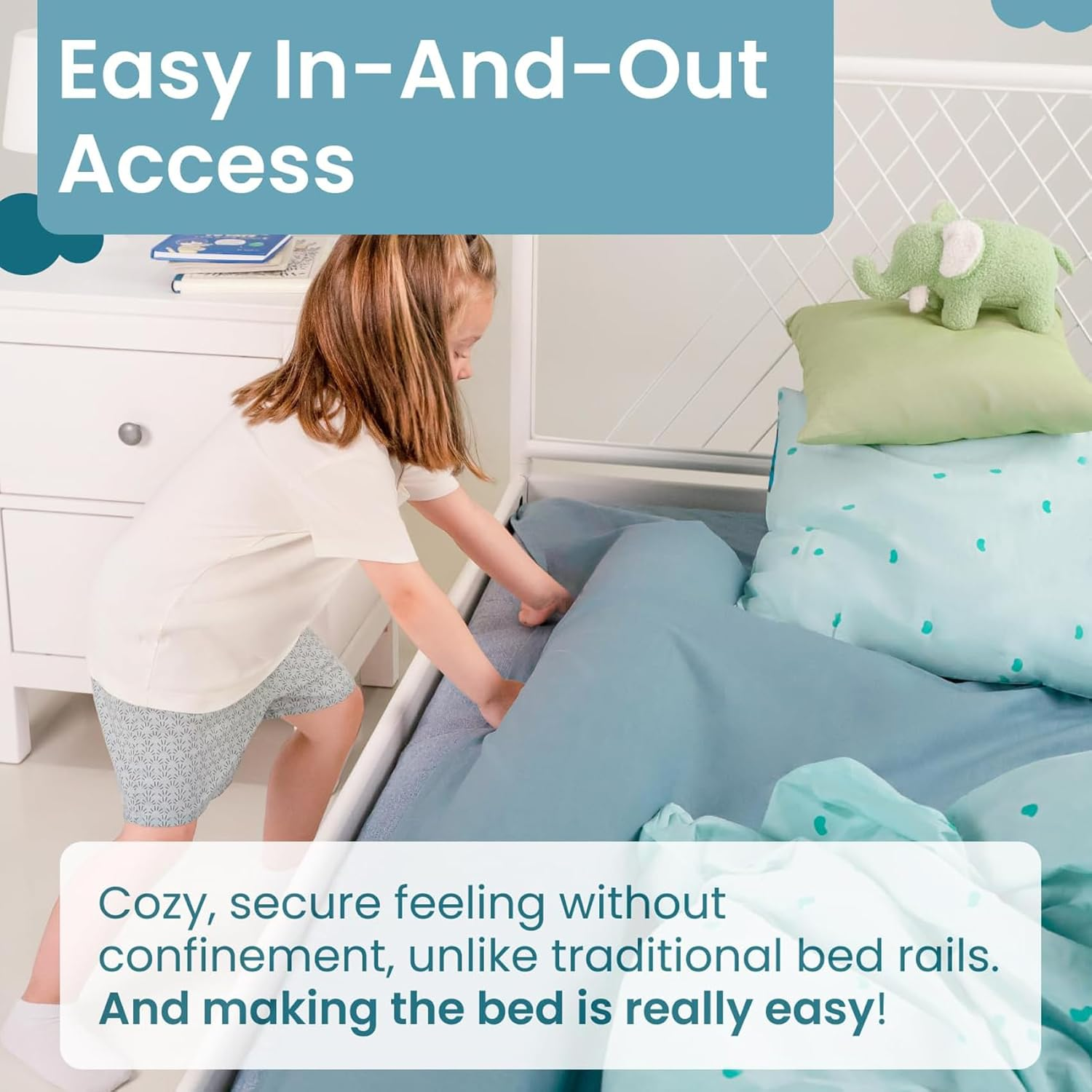 Toddler Bed Rail Bumper, Kids Foam Safety Bed Guard for Twin, Queen, King, White 134 * 19 * 12Cm image number 6