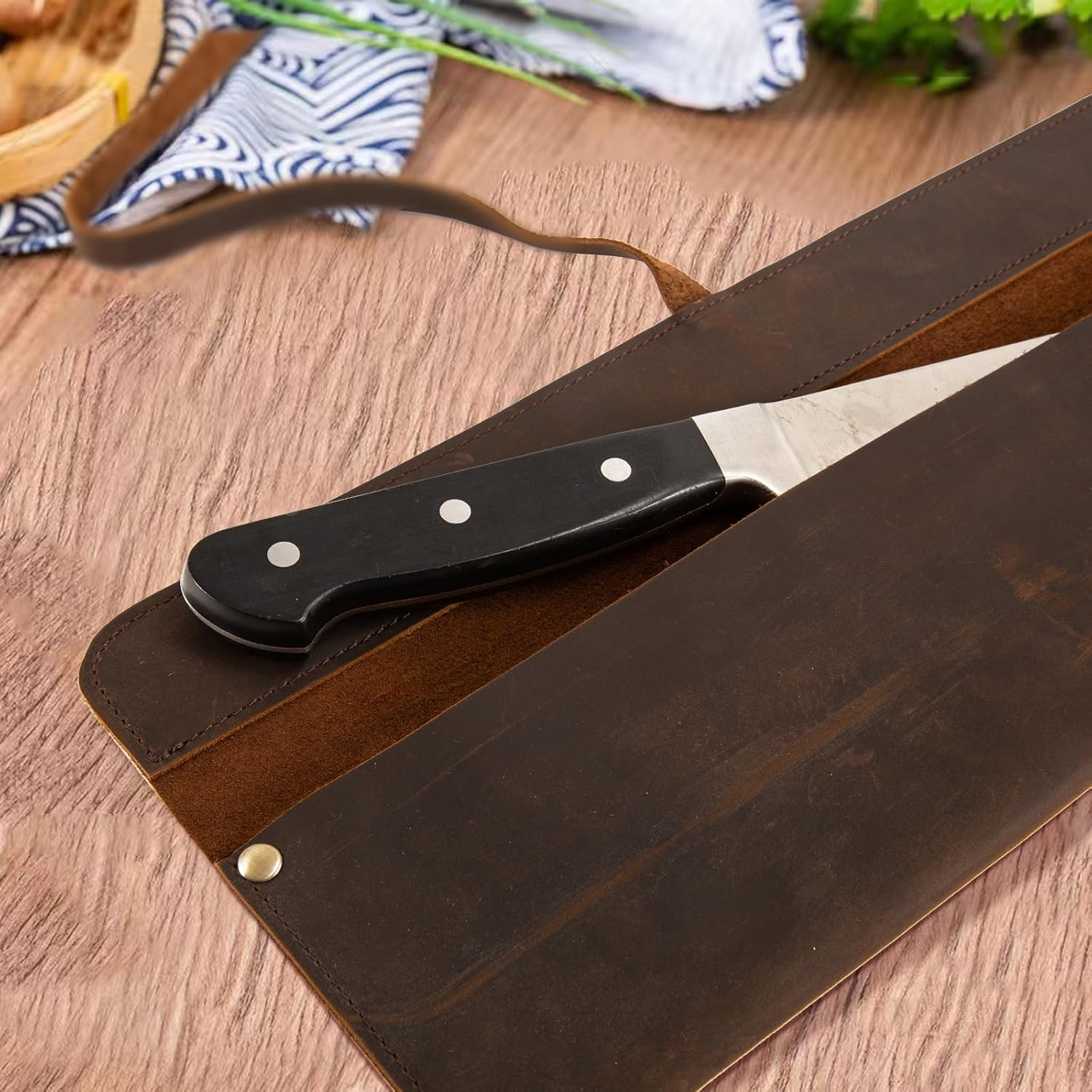 Knife Bag, Chef'S Knife Bag, Leather, Chef'S Knife Set, Rectangular Chef'S Knife, Protective Cover, the Ideal Choice for Culinary Experts, Gifts for Pro Chefs or Culinary Enthusiasts