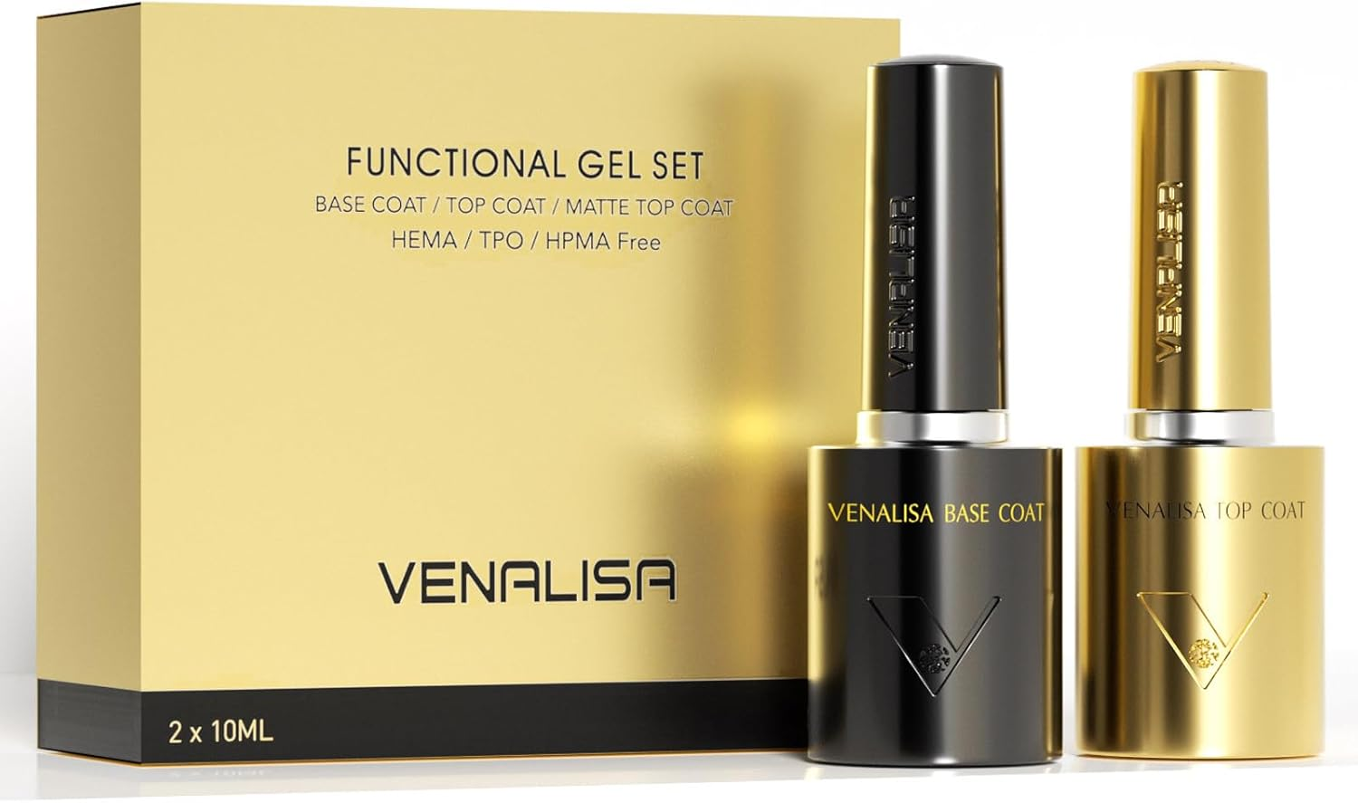 VENALISA No Wipe Gel Top Coat and Base Coat Set 2 Pcs 10ML for Gel Nail Polish, Shiny Finish and Long Lasting Soak off Salon Manicure DIY at Home image number 3