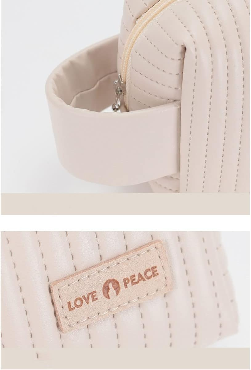 PU Cake Style Makeup Bag Large Capacity Travel Cosmetic Bag for Women Everything Cosmetic Bag Large Opening with Handle (Matcha Green) image number 5