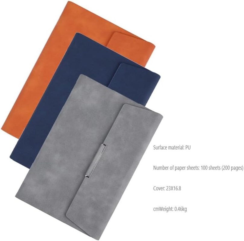 A5 PU Professional Notebook, 6.6 X 9 Inch, 6-Ring Binder Refillable Notebook with Magnetic Buckle, Ivory Paper 200 Sheets. (Sapphire Blue)