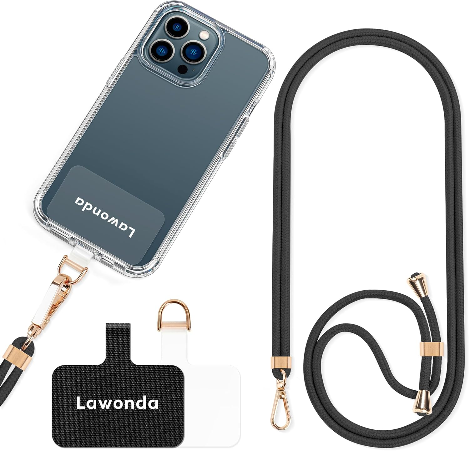 2 Pads Phone Lanyard Adjustable Crossbody Cell Phone Neck Strap Universal Mobile Phone Wrist Lanyard + 2Pcs Patch Tether Tab for Travel Essentials Beige