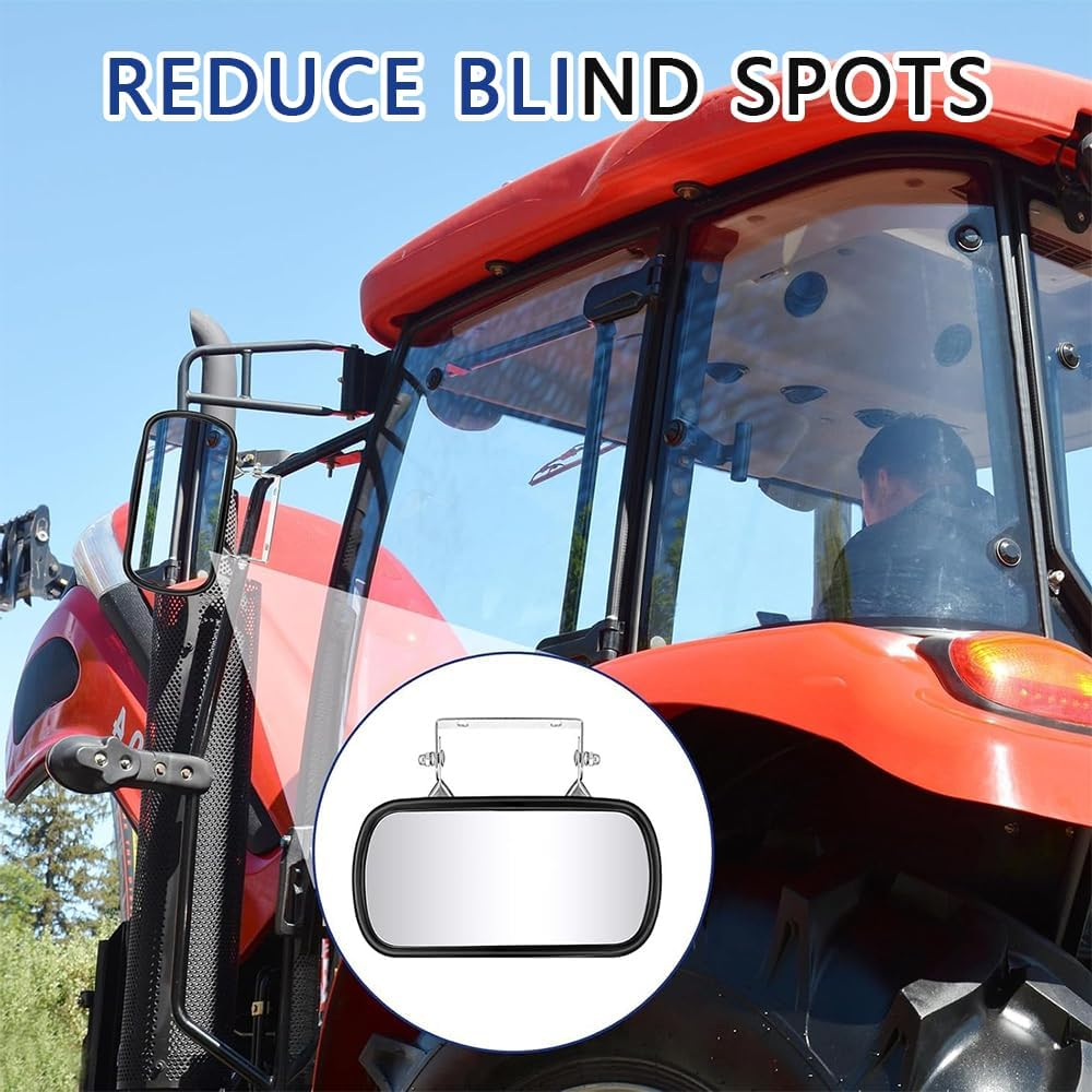 2 Piece Stainless Steel Rectangular Convex Mirror with Rectangular U-Bracket Rearview Mirror, Downward View Convex Mirror Assembly for Improved Visibility on Cars, Trucks, Tractors and Forklifts image number 4