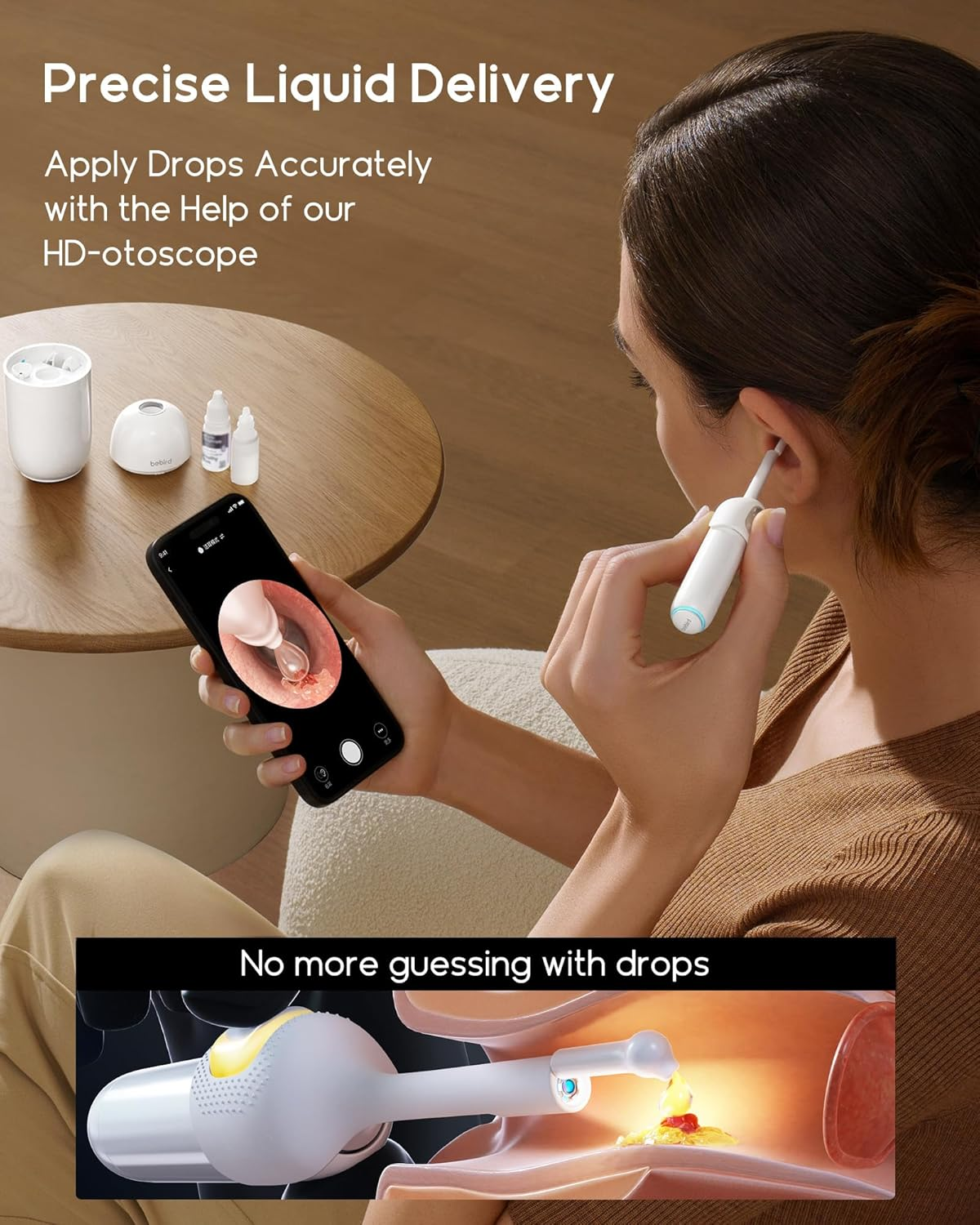 Bebird Home 30S Camera for Ear Canal Wax Removal Tool, Flexible Ear Viewing Scope Oto-Scope Cleaner with Cam, UVC Light, Visible Liquid Applicator & Tweezers, Video Earpick Kit for Adults & Kids image number 3