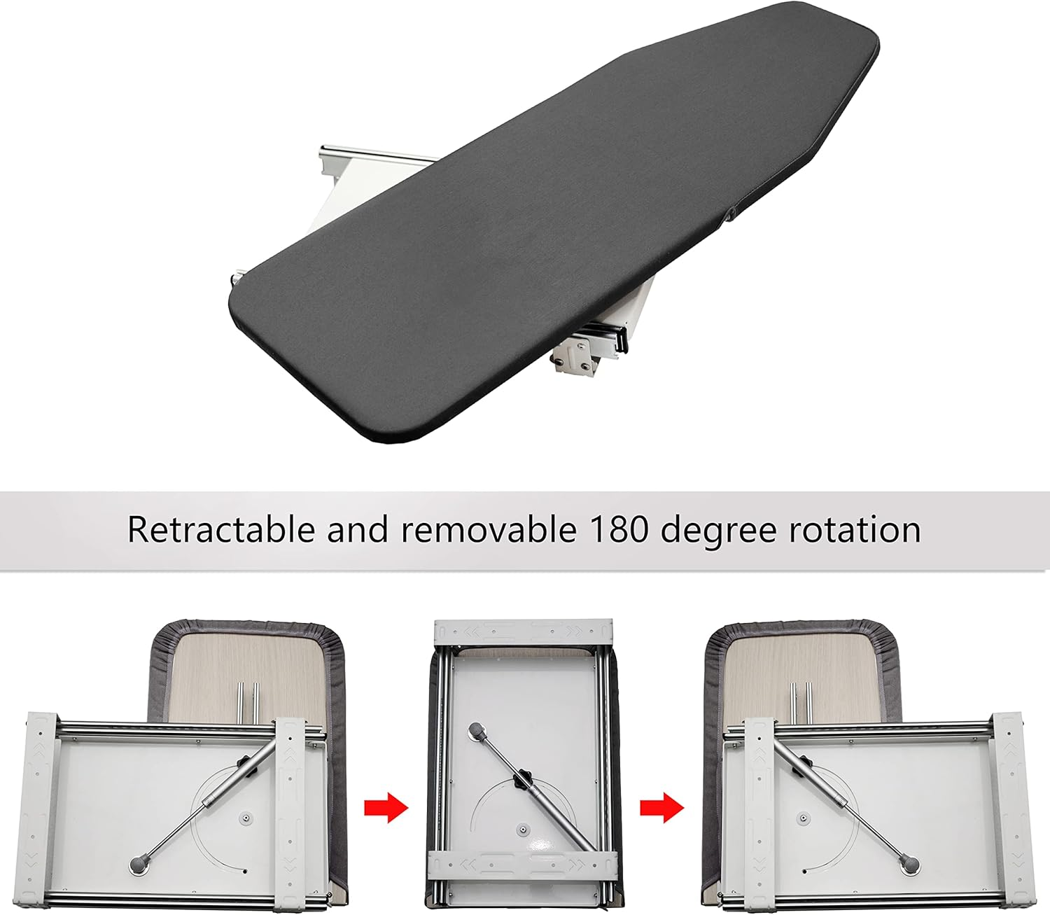 AKOZLIN Retractable Pull Out Ironing Board Closet Sliding Out Swivel Iron Board with Heat Resistant Ironing Cover, Board Size: 31.88"&times;13" image number 1