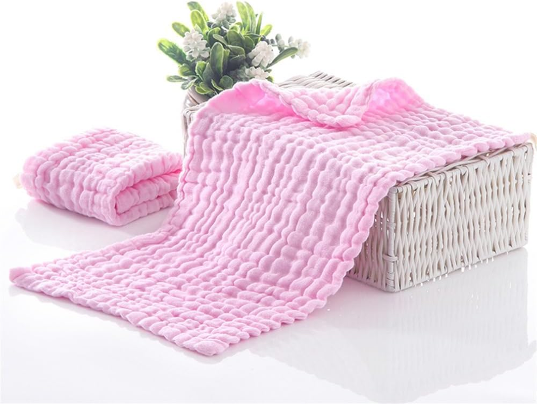 6 Pack 25 * 50Cm Burp Cloths 100% Cotton 6 Layers Thickened Super Soft and Absorbent Drooling Towels Towels Baby (Pink)