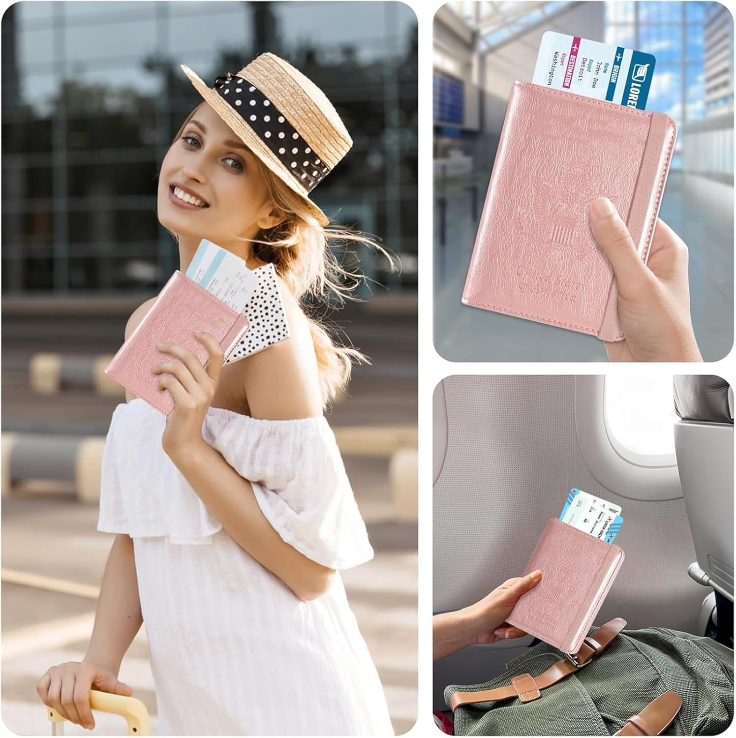 6 PCS Passport Holder, Travel Essentials Passport Cover with 5 Transparent Frosted Card Sleeves, Compact Passport Wallet for Luggage & Travel Gear, Skin Tone Australian Passport Case image number 5