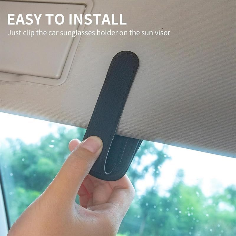 2 Pcs Sunglass Holder for Car,Magnetic Leather Sunglasses Holder and Ticket Card Clip,Leather Sunglass Visor Clips,Car Sunglass Holder Visor Clip Magnetic Leather Sun Glasses Eyeglass Hanger (Gray) image number 3