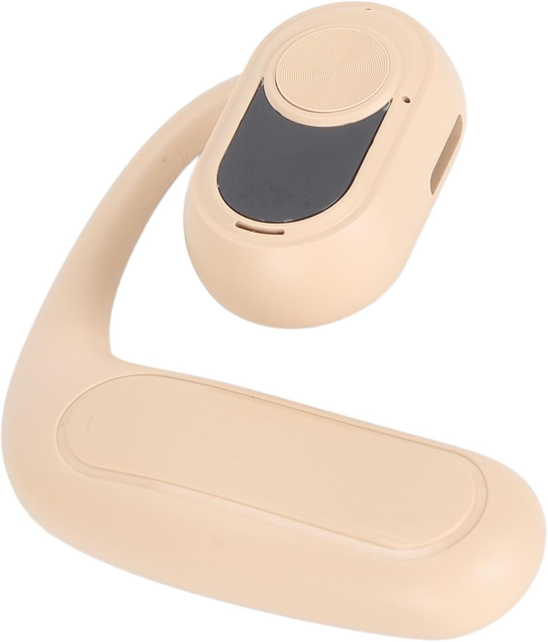 Generic Single Ear Headset, Single Open Ear Headphones Noise Cancelling Type C Interface Calling for Hiking (Beige) - Black image number 5