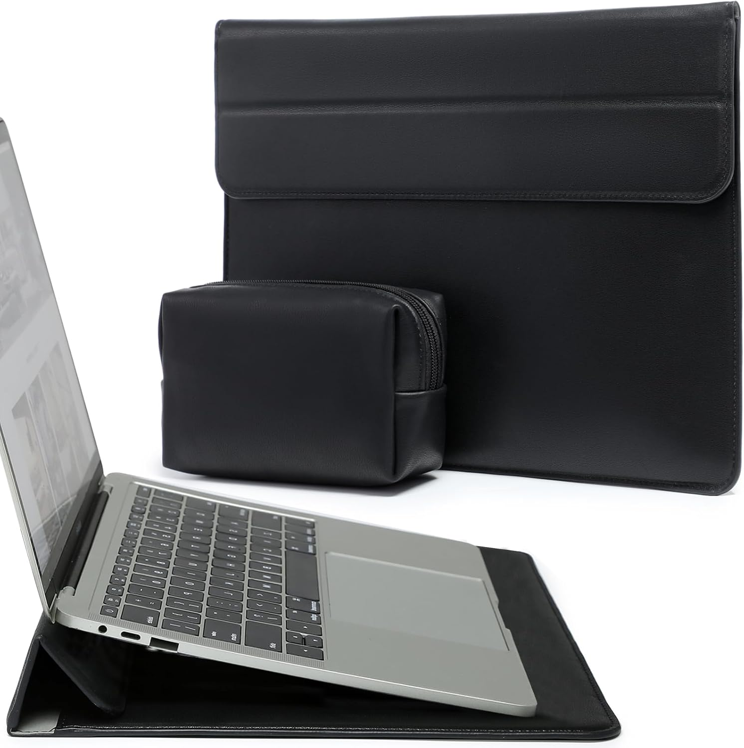 HYZUO 13.3-14 Inch Laptop Sleeve Case with Stand Feature for Macbook Pro 14 M5/M4/M3/M2/M1 2026-2021, Macbook Pro/Air 13.3, 13.5" 13.8" Surface Laptop, HP Spectre X360 13/14, Dark Green