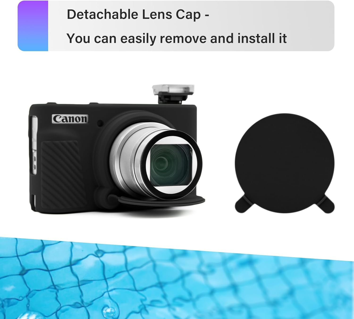 TYUANDOUER SX730 SX740 Camera Case & LCD Screen Protector Accessories Kit, Soft Silicone Case for Canon Powershot SX740 SX730 HS Camera, Body Cover Case for SX740 SX730 with Lens Cap - Black - Misty White image number 6