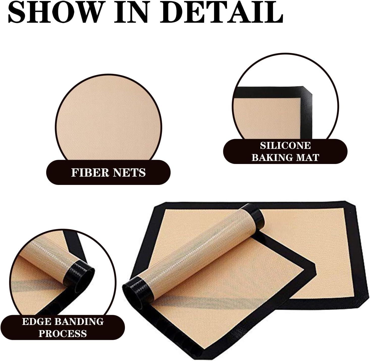 Silicone Baking Mats, Non-Stick, Food-Safe Mats for Easy Baking, Roasting, and Food Preparation, Pack of 3, Oven-Safe up to 249 Degrees Celsius, Fits Half-Sheet Size Pan image number 5