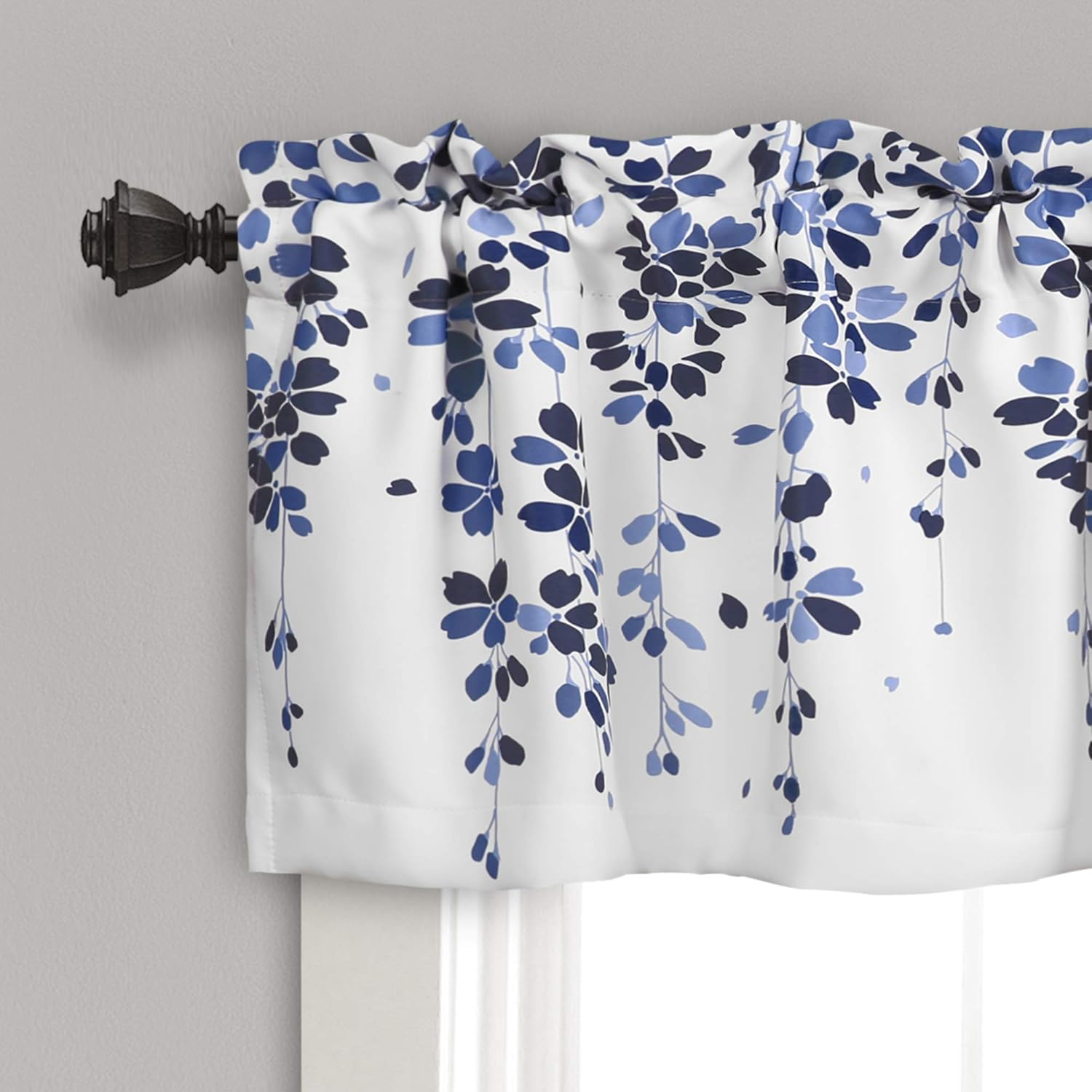 Lush Decor Weeping Flowers Window Valance for Kitchen, Living, Dining Room, Bedroom, Valance, Navy & Blue image number 5