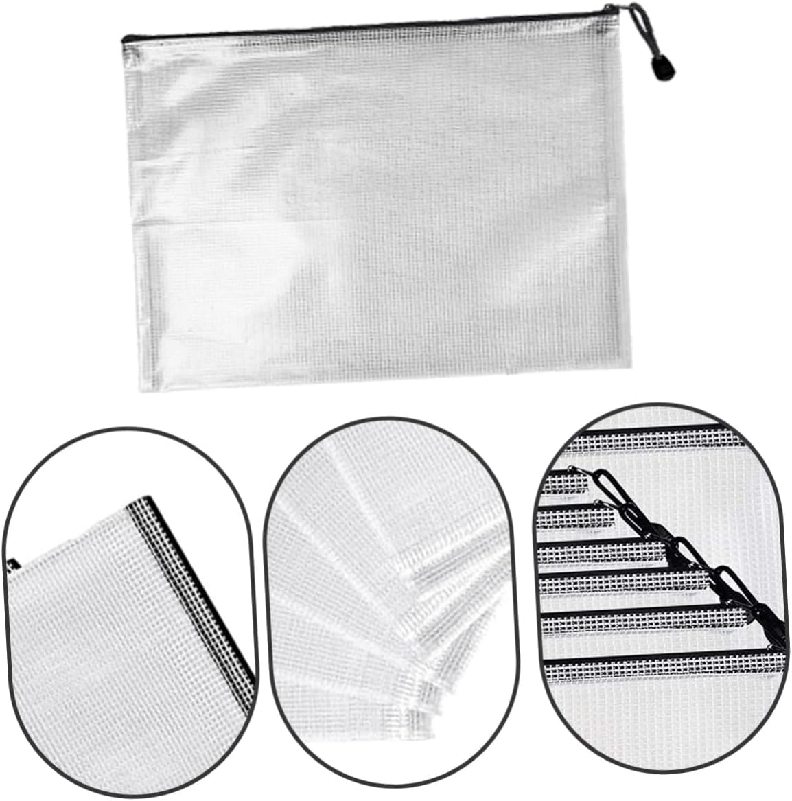NAMOARLY 10Pcs Mesh Zipper Pouches Document Bags Plastic Folders for Office Large Storage Zip File Bags image number 2
