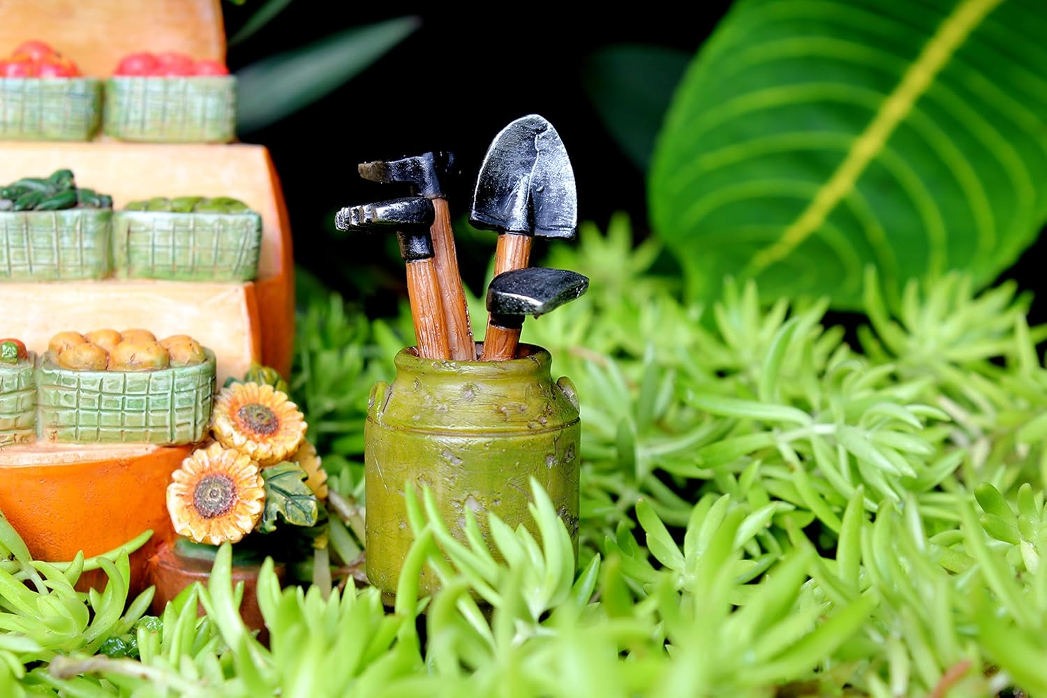 PRETMANNS Fairy Garden Fairies Accessories - Kit with Fairy Figurine, Miniature Scarecrow & Vegetable Stand 5 Pieces Farm Collection image number 1