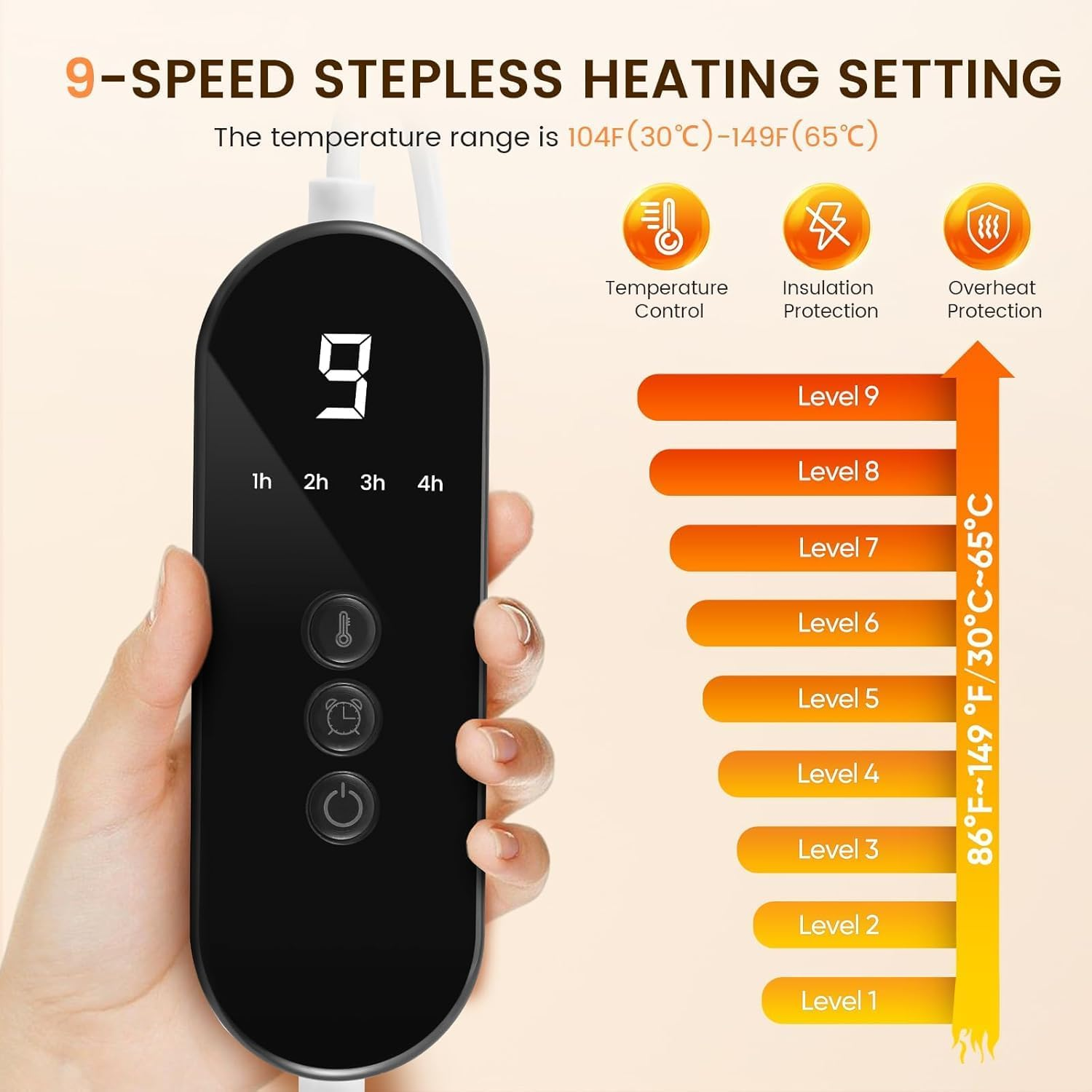 Foot Warmers Electric Heated with 9 Heat Temp Settings and 4 Timer, Fast Heating Foot Mat for Home Office Warm Foot Back Lumbar and Full Body, Auto Shut-Off, Soft Perfect Relaxation Gift image number 6