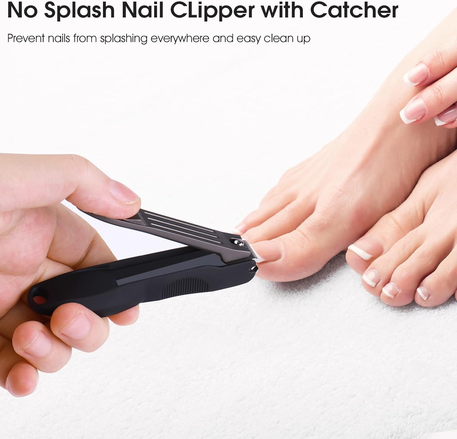 GLAMFIELDS Nail Clipper Set with Catcher and File, Stainless Steel Nail Cutter Fingernail Toenail Clippers Nail Trimmer Set for Men and Women, Packed with Leather Case, Silver image number 1