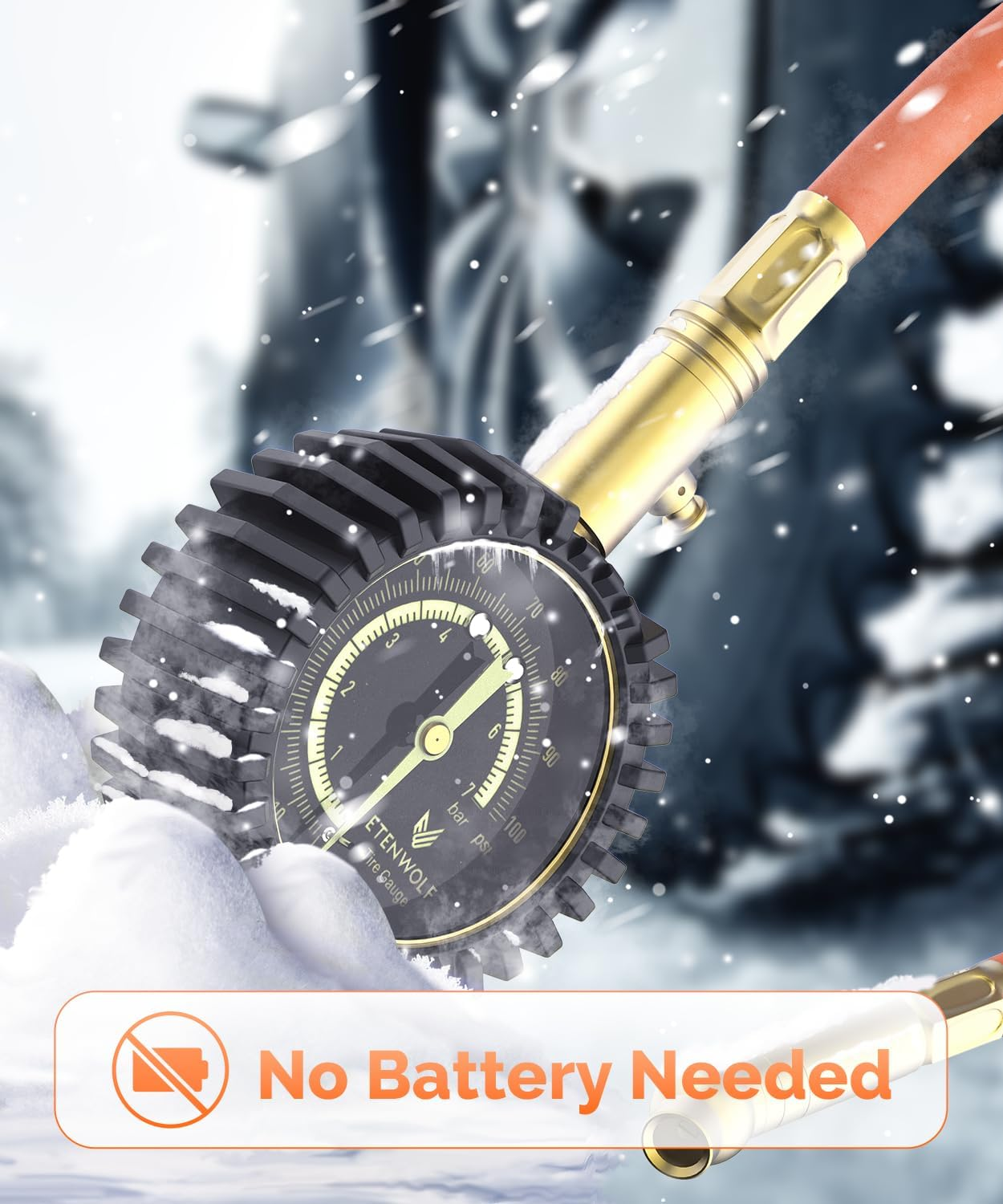 ETENWOLF Tyre Pressure Gauge 0-100 PSI, ANSI B40.1 Grade a Accurate Tyre Gauges for Tyre Pressure with Large Glow Dial, Air Pressure Gauge for Tyres, Car Accessories image number 4