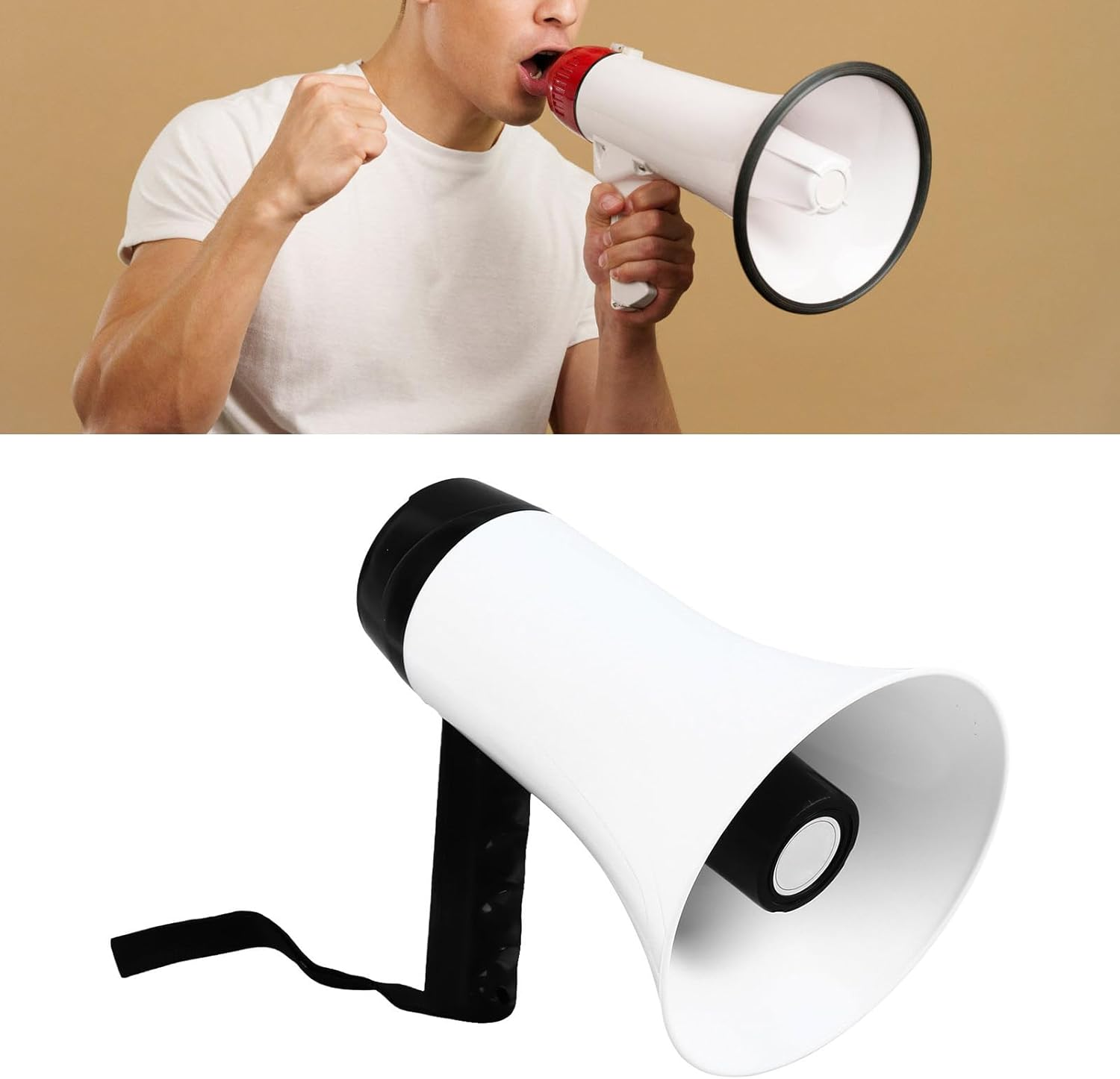 Portable Megaphone Speaker PA Bullhorn, Rechargeable Support 300 Seconds Recording Megaphone for Any Outdoor Sports, Cheerleading Fans