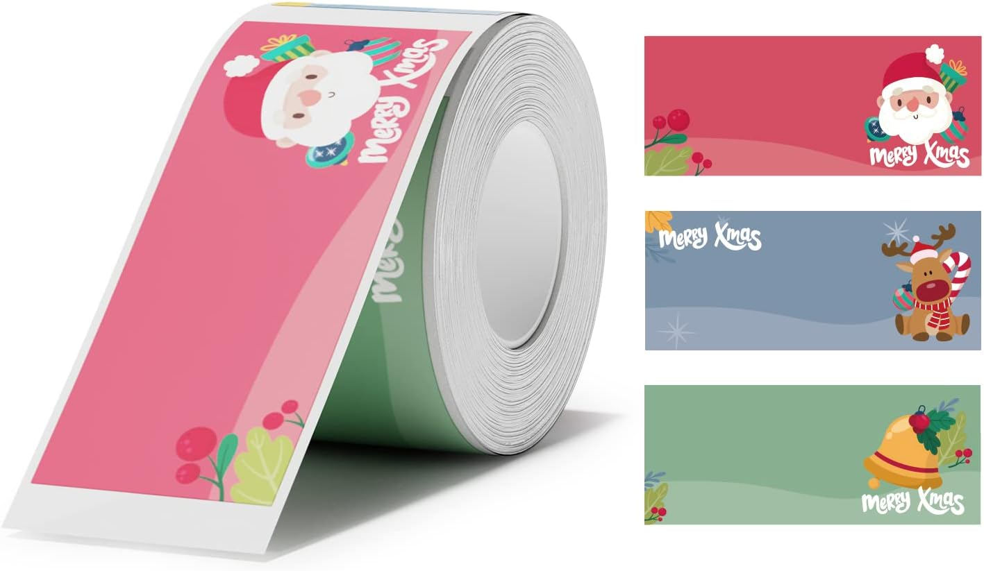 NIIMBOT Thermal Label Stickers (0.98''X2.36'') 110 Sheets/Roll with Christmas Elements, Personalized Refill Tape for D101 Label Maker, Waterproof image number 4