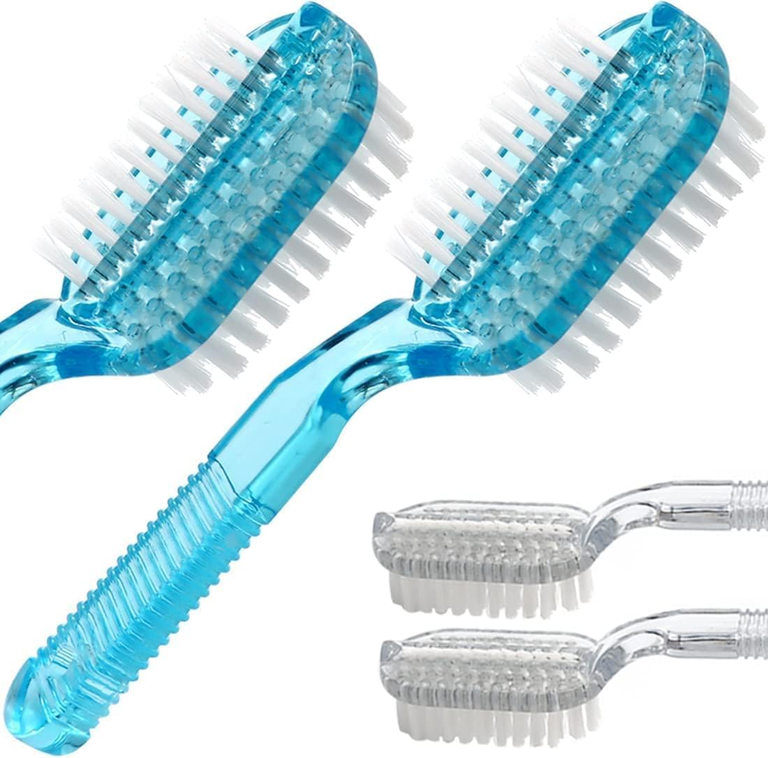 Handle Grip Fingernail Brush Two Sided Nail Brush Foot Scrub Brush Soft Stiff Bristles Hand Cleaning Brushes Nails Toes Scrubber for Men Women Kids (White+Blue, 4 PCS) image number 4