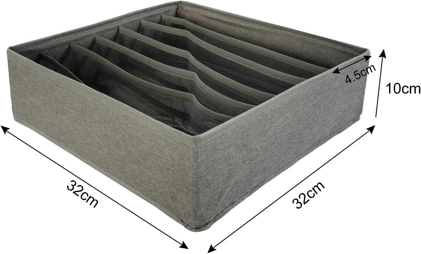 SCIKHEFT 3 Pack Bra Underwear Drawer Organizer Dividers Foldable Dresser Closet Organizers and Storage Boxes for Bra, Socks, Underwear, Ties(Grey) image number 6