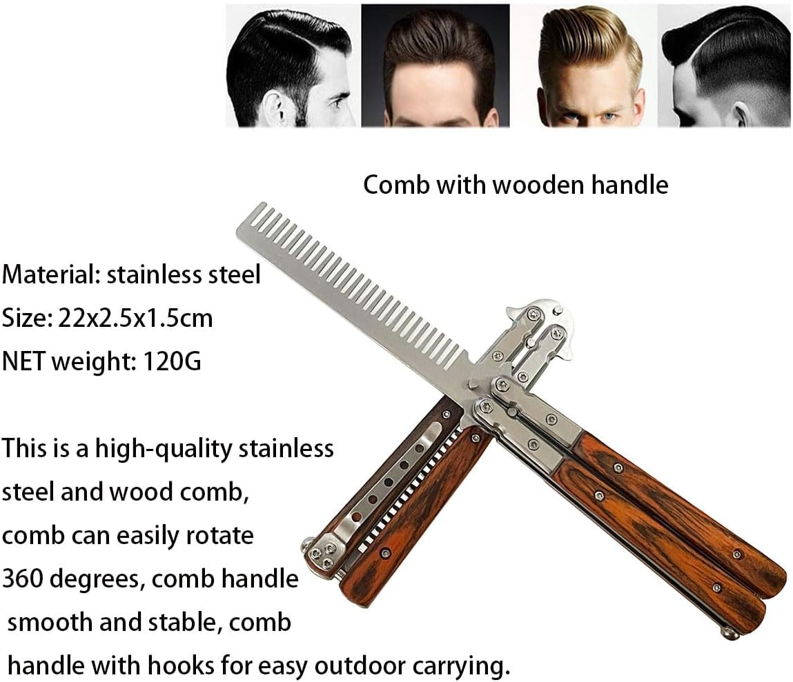 1 Pcs Metal Stainless Steel Durable Folding Butterfly Comb Gift N2 Set