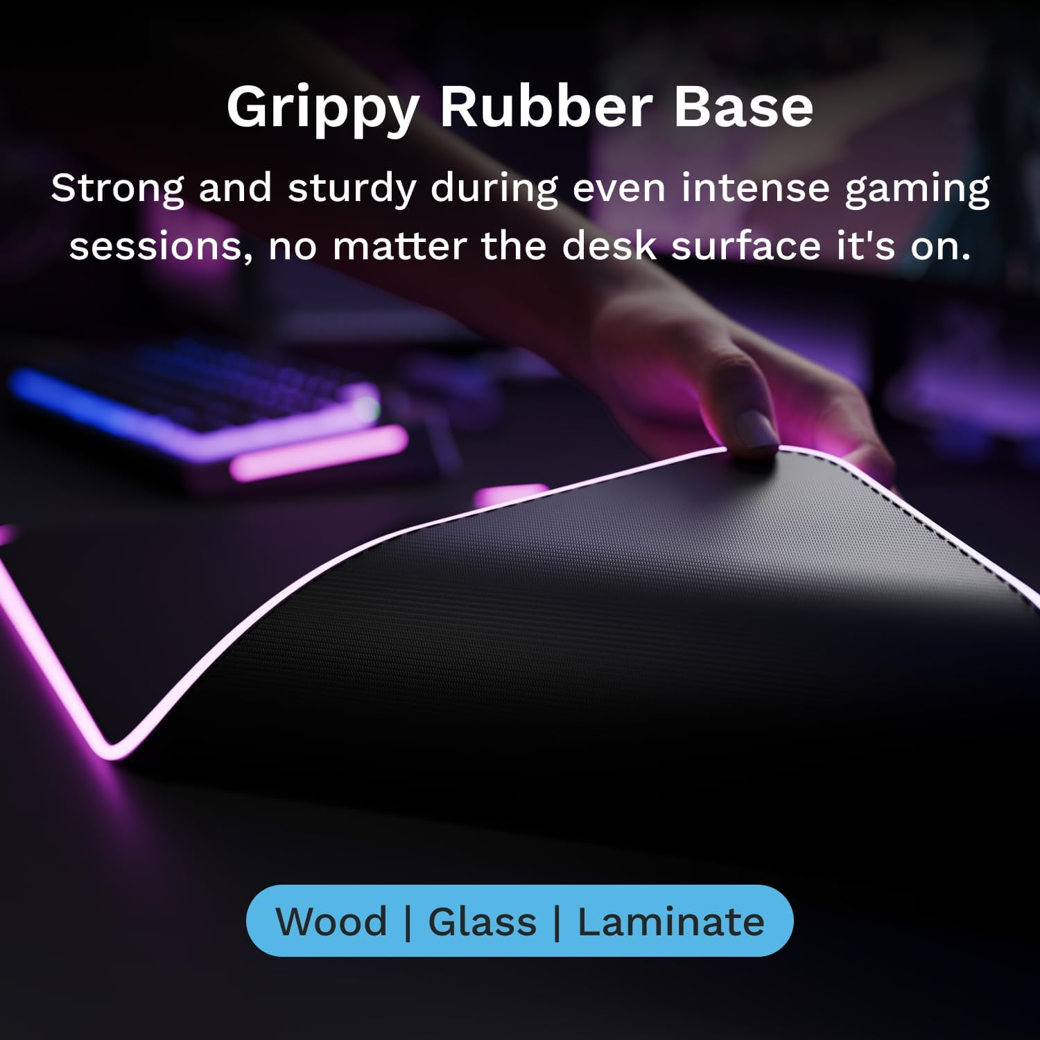 Glorious Gaming Mouse Pad GMP 2 GLED - Large Extended - 2-Zone RGB Lighting, Infiniglow Stitchless Edge, Premium Cloth Surface, Grippy Rubber Base, 915Mm X 280Mm X 3Mm - Large Extended Desk Mat image number 1