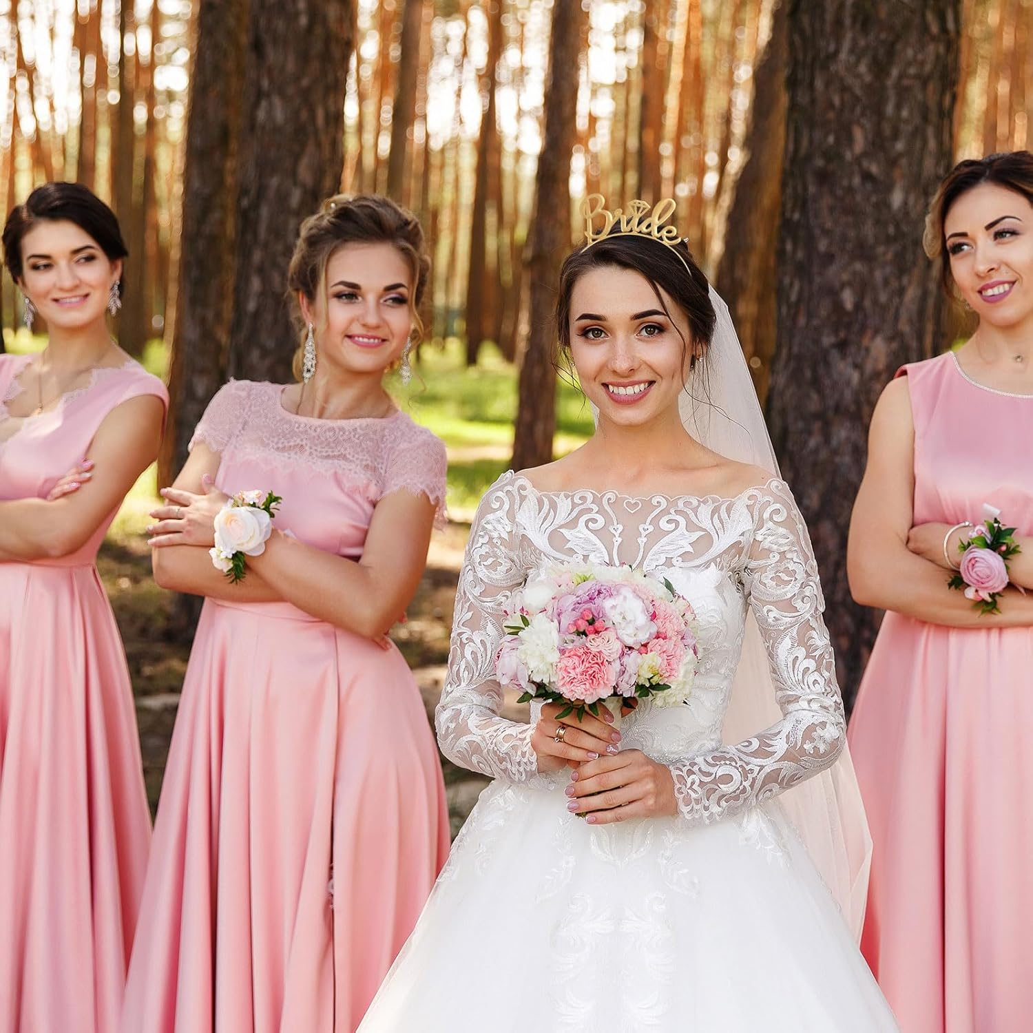 Lunarcharm JGA Headband Women Rose Gold Metal Bridal Headband Bride Hair Accessories for Bachelorette Party Hen Party Hen Party Women Gold image number 1